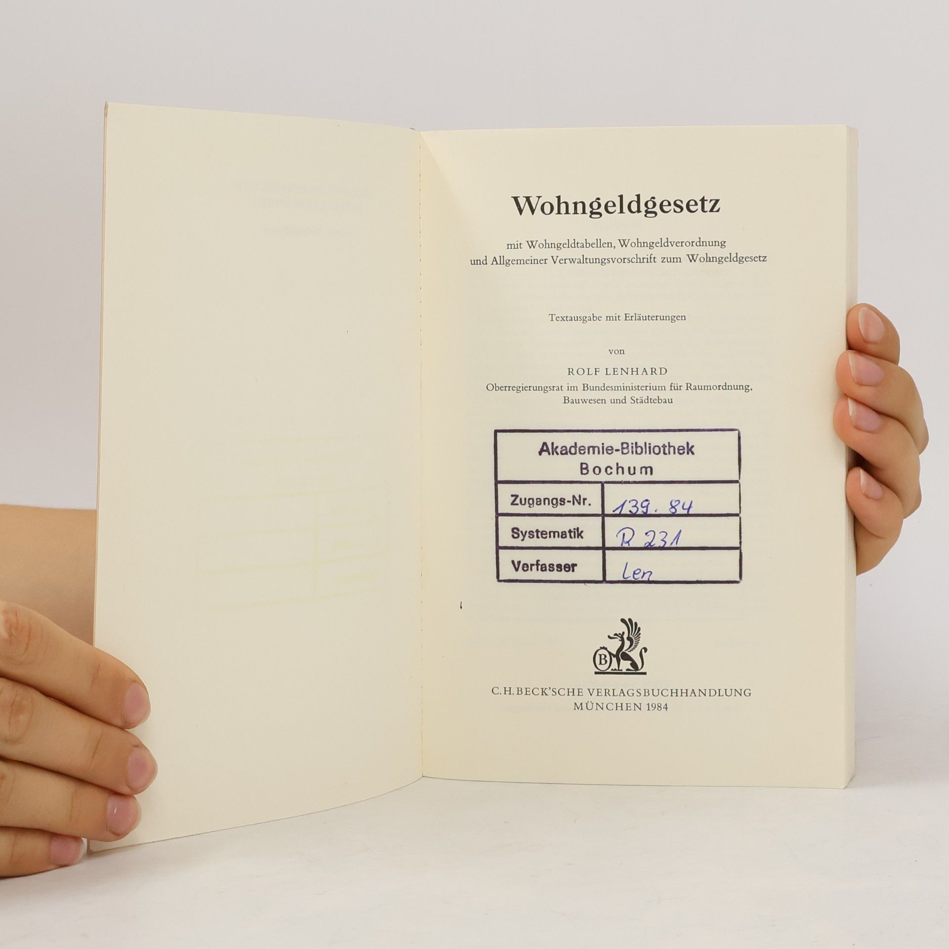 Rolf Lenhard Wohngeldgesetz
