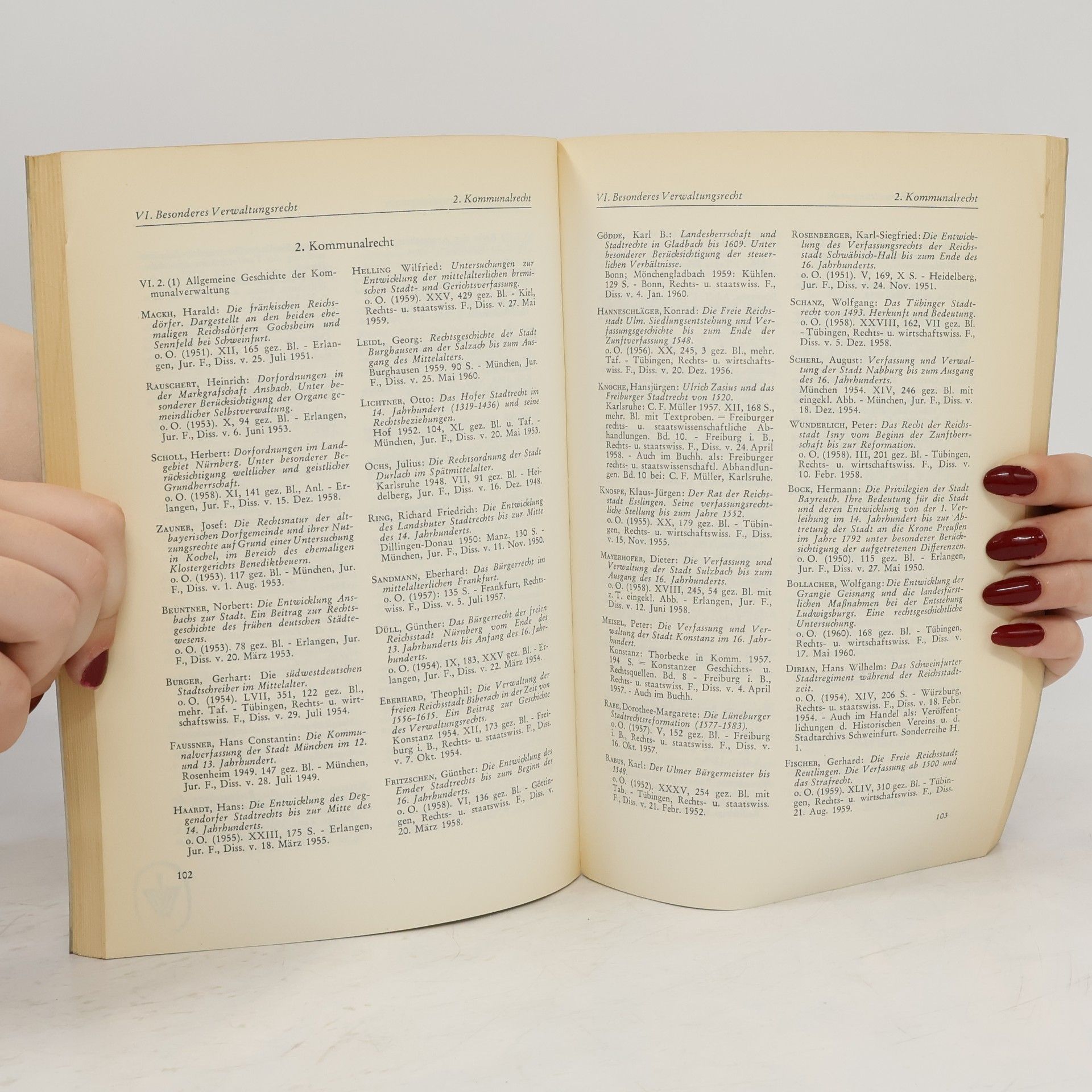 Walter Rutz  Bibliographie der Dissertationen im Staats- und Verwaltungsrecht 1945–1960