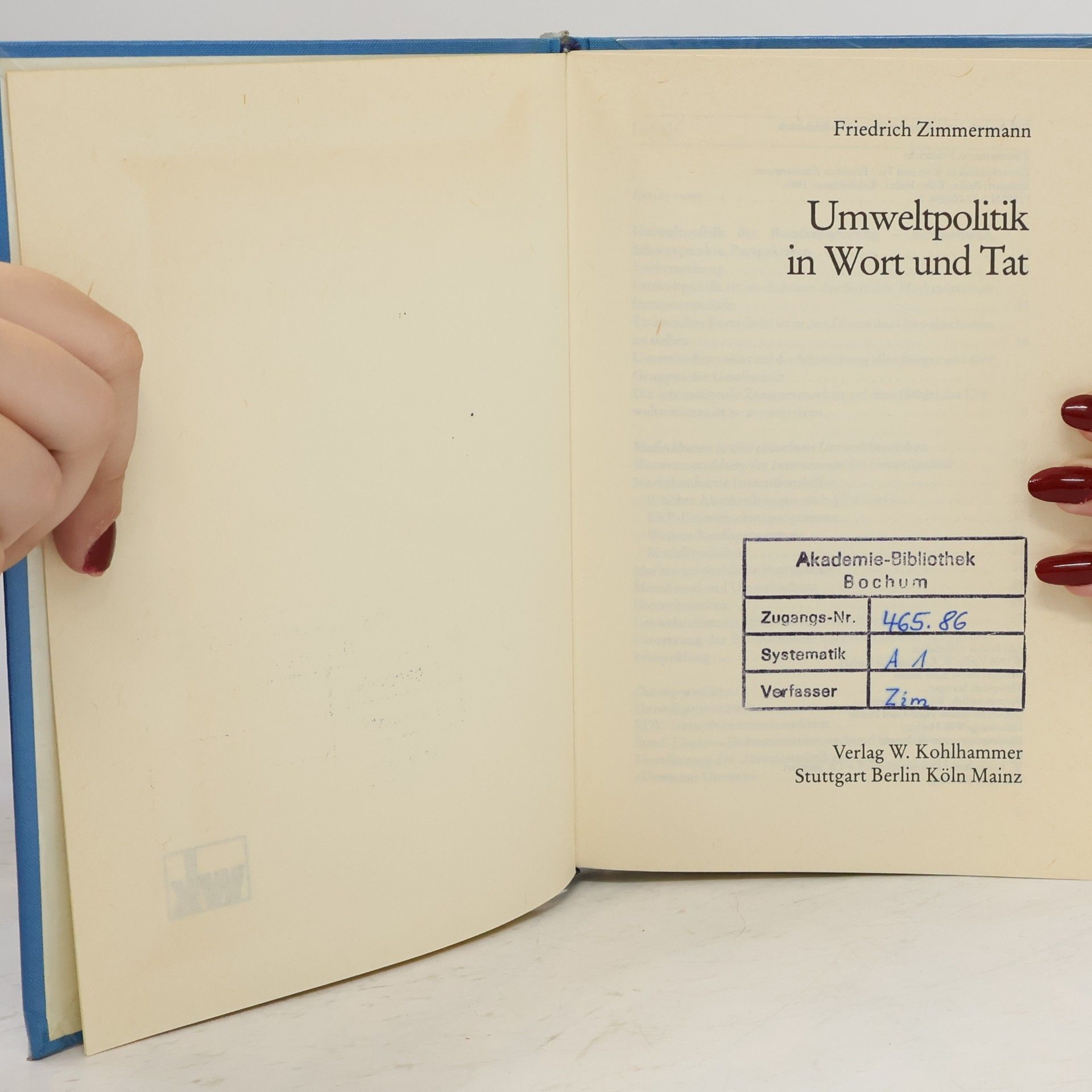 Friedrich Zimmermann Umweltpolitik in Wort und Tat