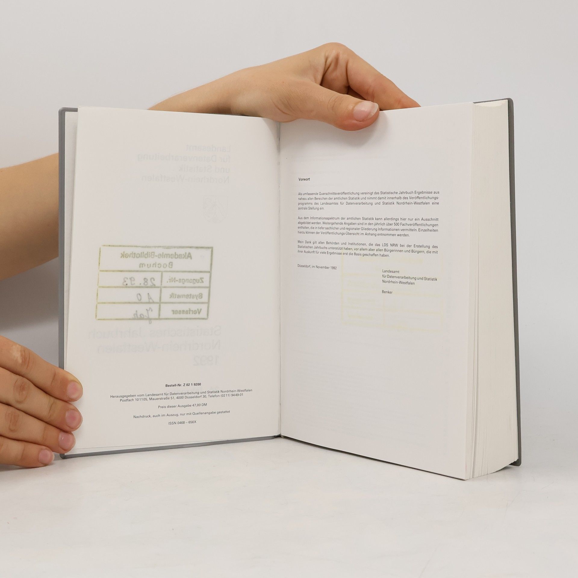 kolektiv Statistisches Jahrbuch Nordrhein-Westfalen 1992