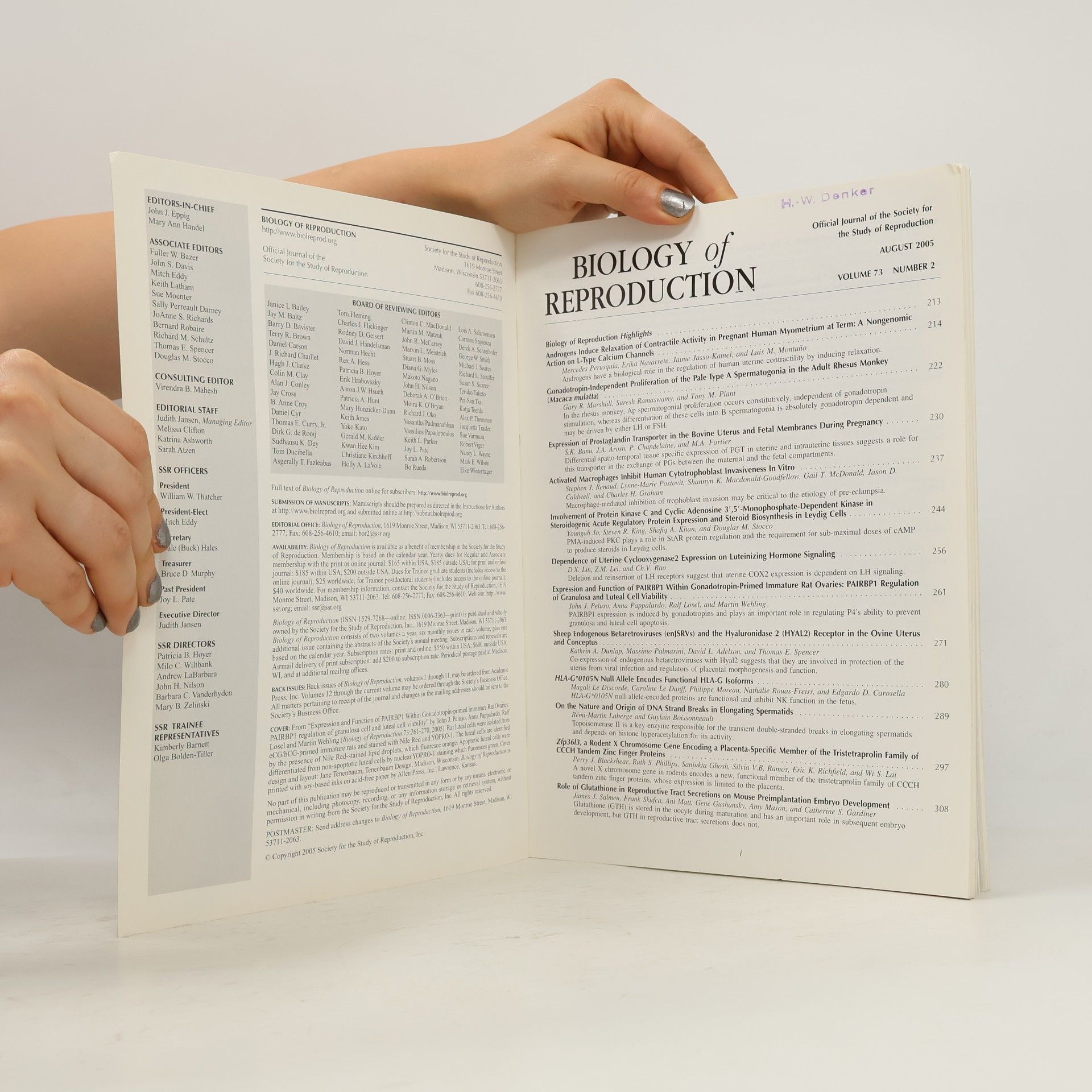 Various authors Biology of Reproduction 8/2005