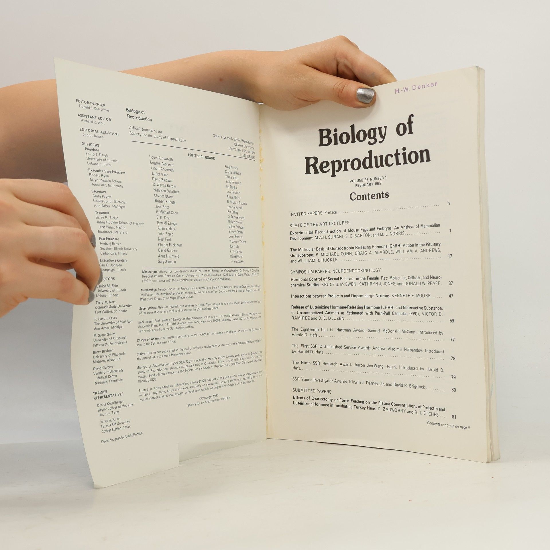 Autores varios Biology of Reproduction 36/1987. Number 1
