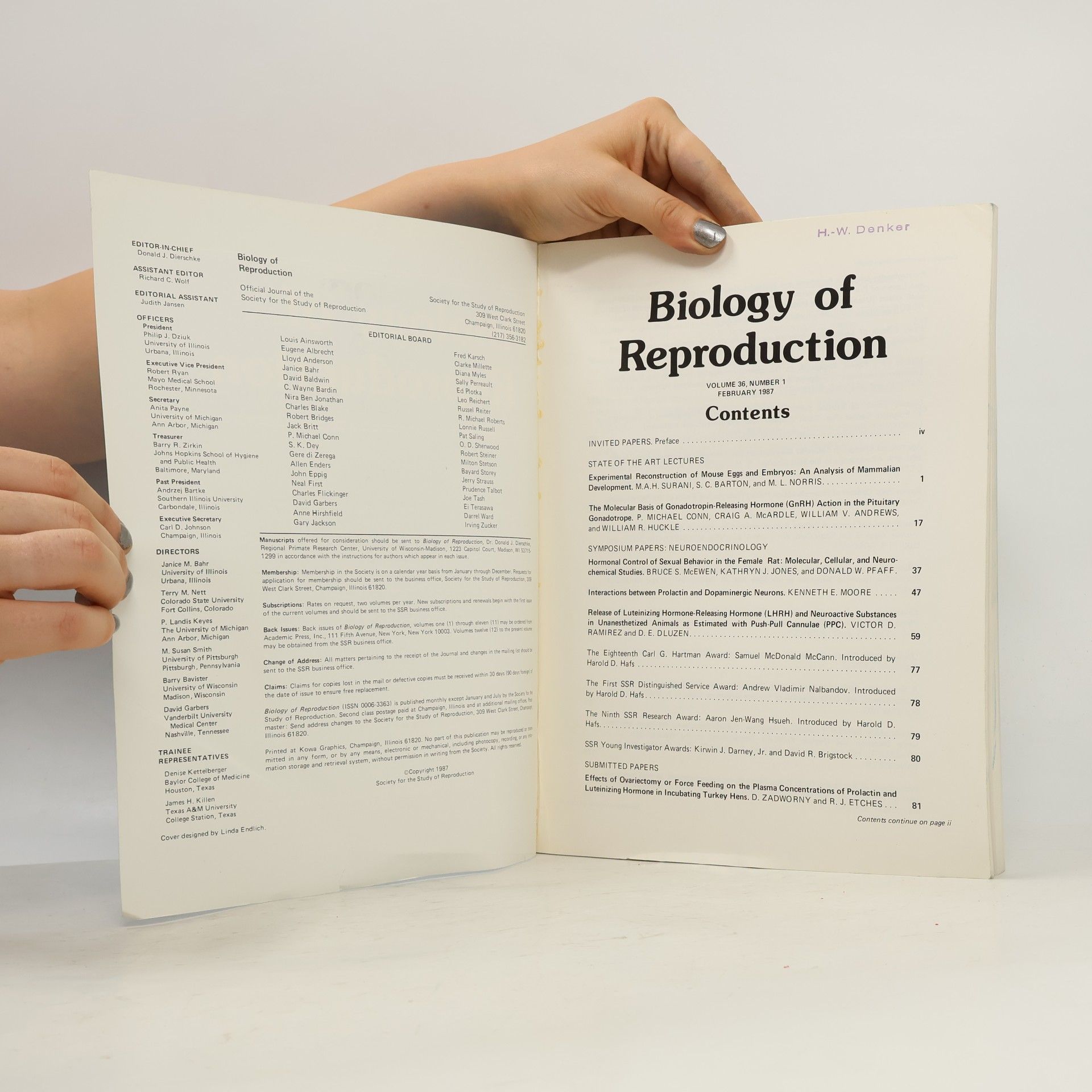 Autores varios Biology of Reproduction 36/1987. Number 1