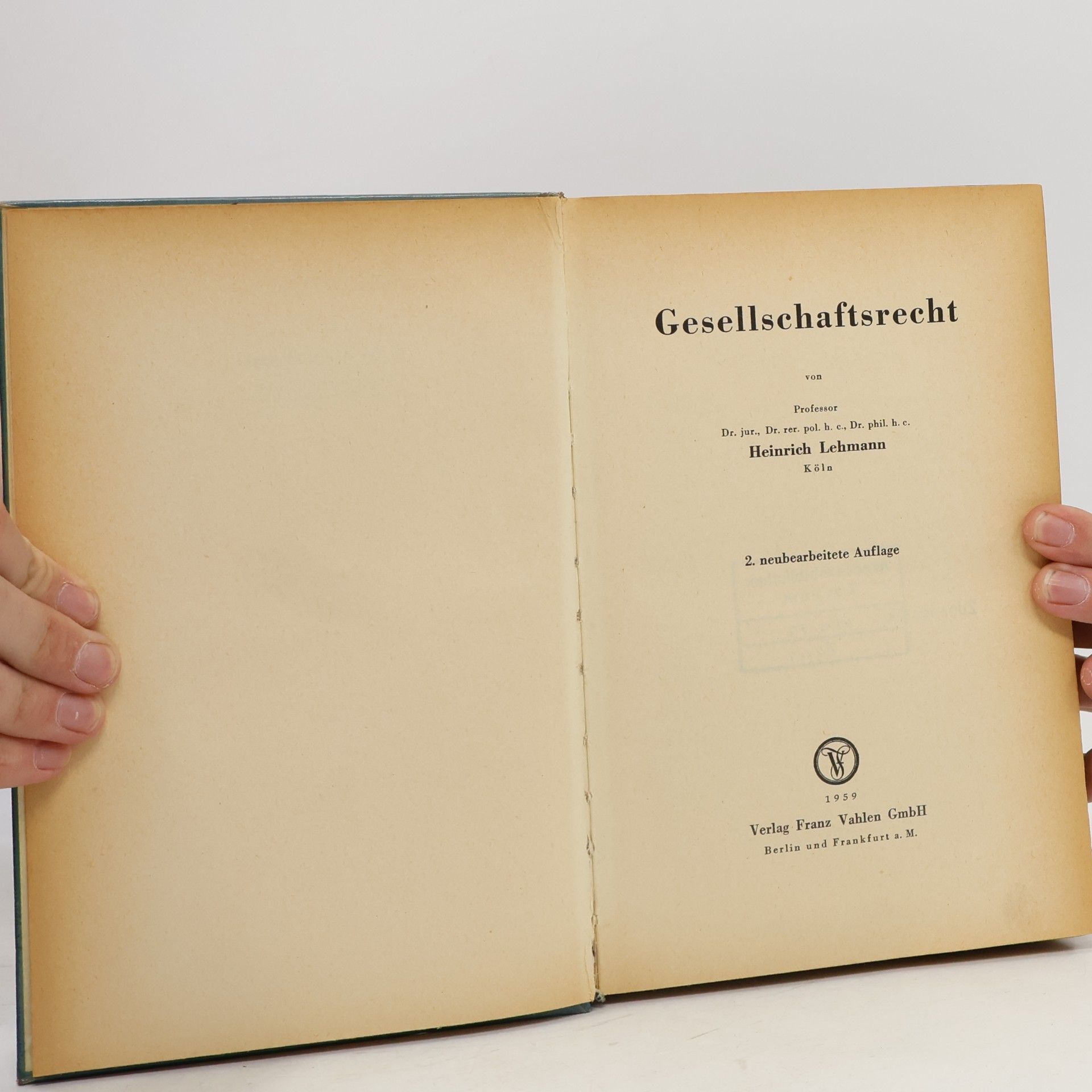 Heinrich Lehmann Gesellschaftsrecht