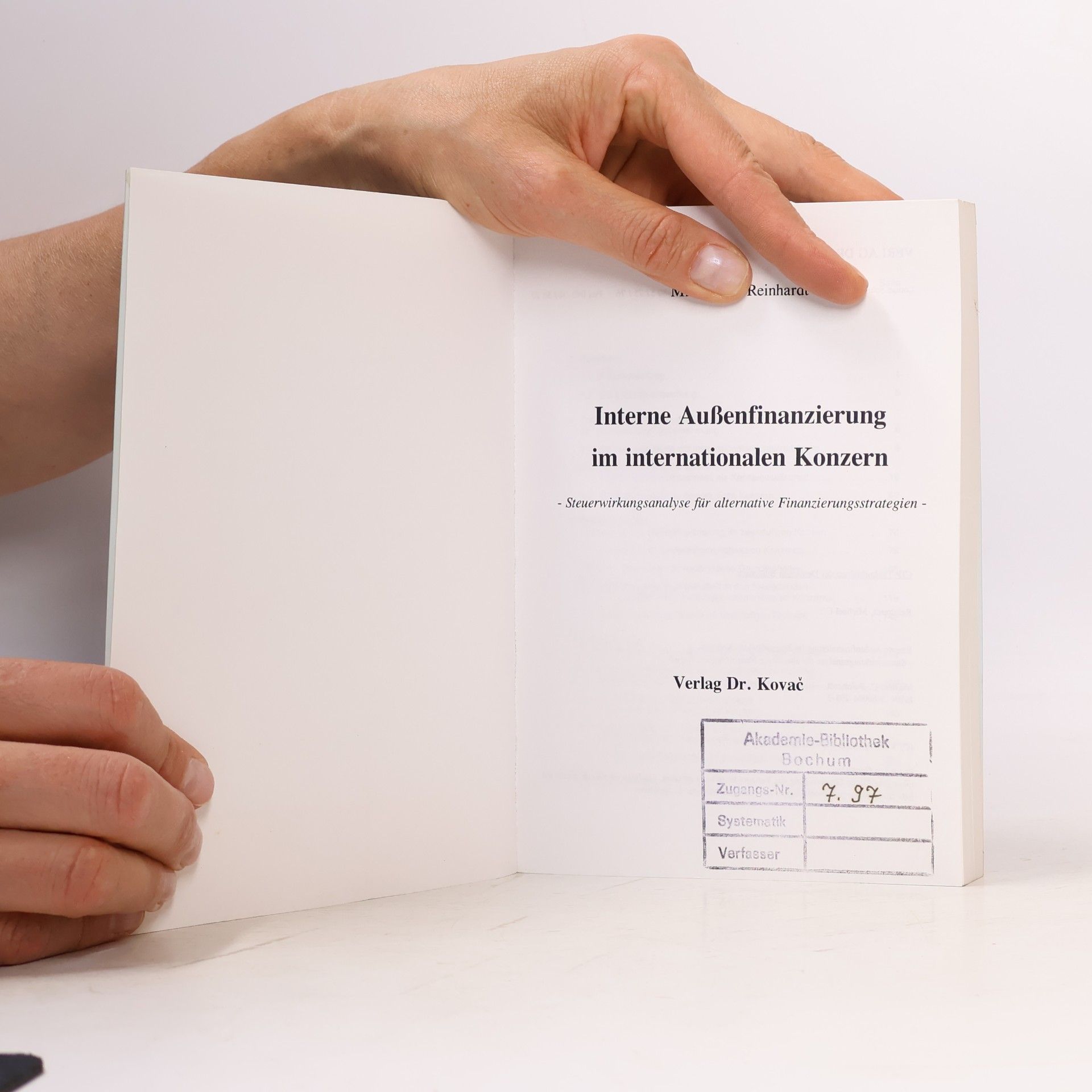 Michael C. Reinhardt Interne Außenfinanzierung im internationalen Konzern