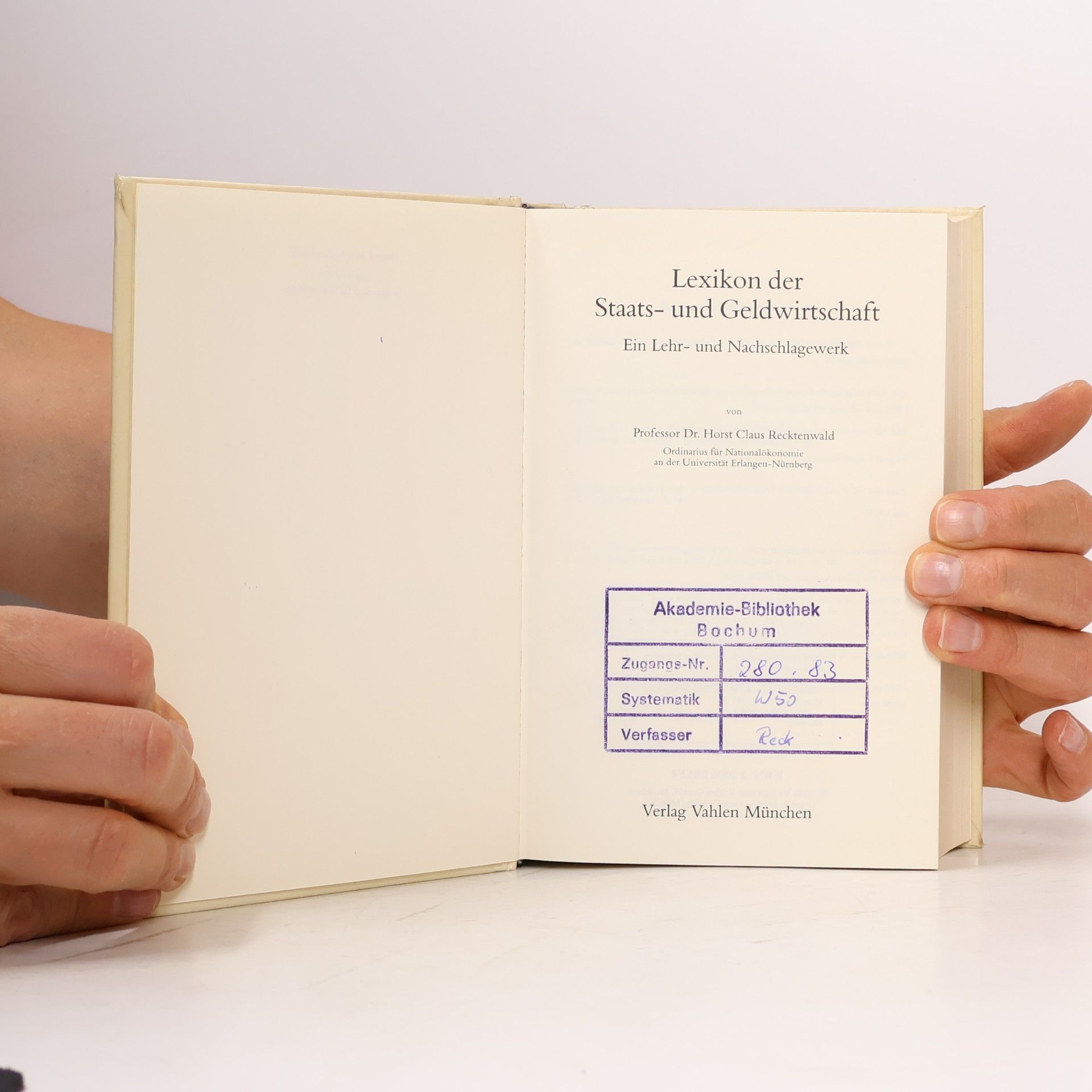 Horst Claus Recktenwald Lexikon der Staats- und Geldwirtschaft