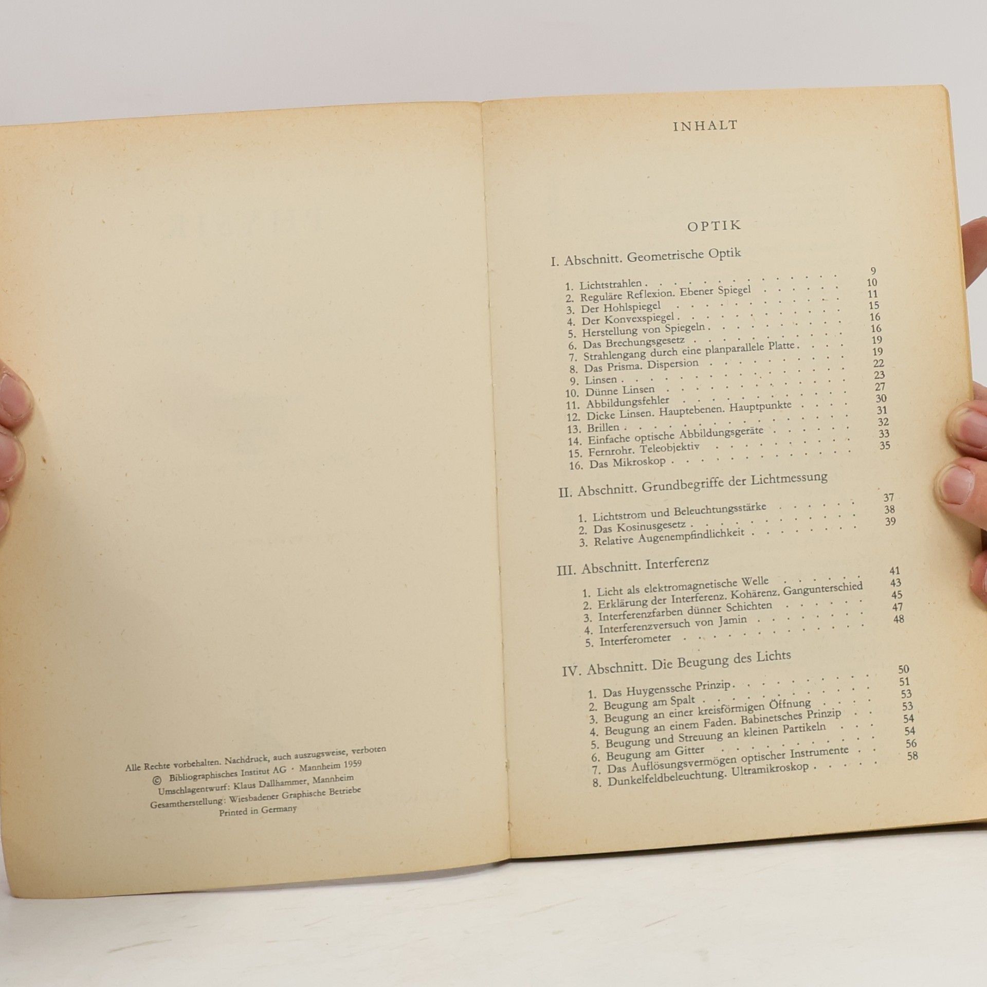 Walter Weizel Einführung in die Physik III: Optik und Atomphysik
