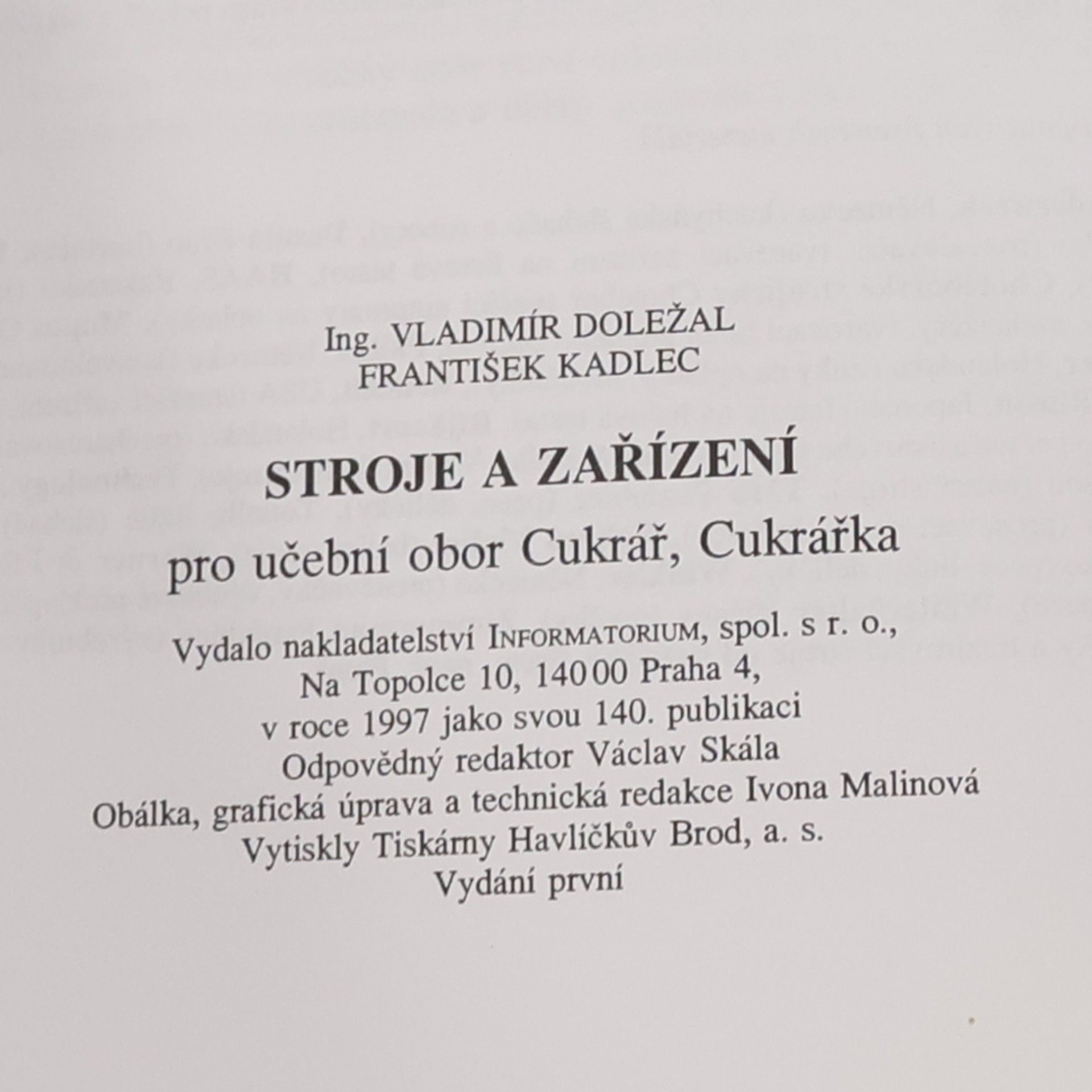Vladimír Doležal Stroje a zařízení pro učební obor cukrář, cukrářka