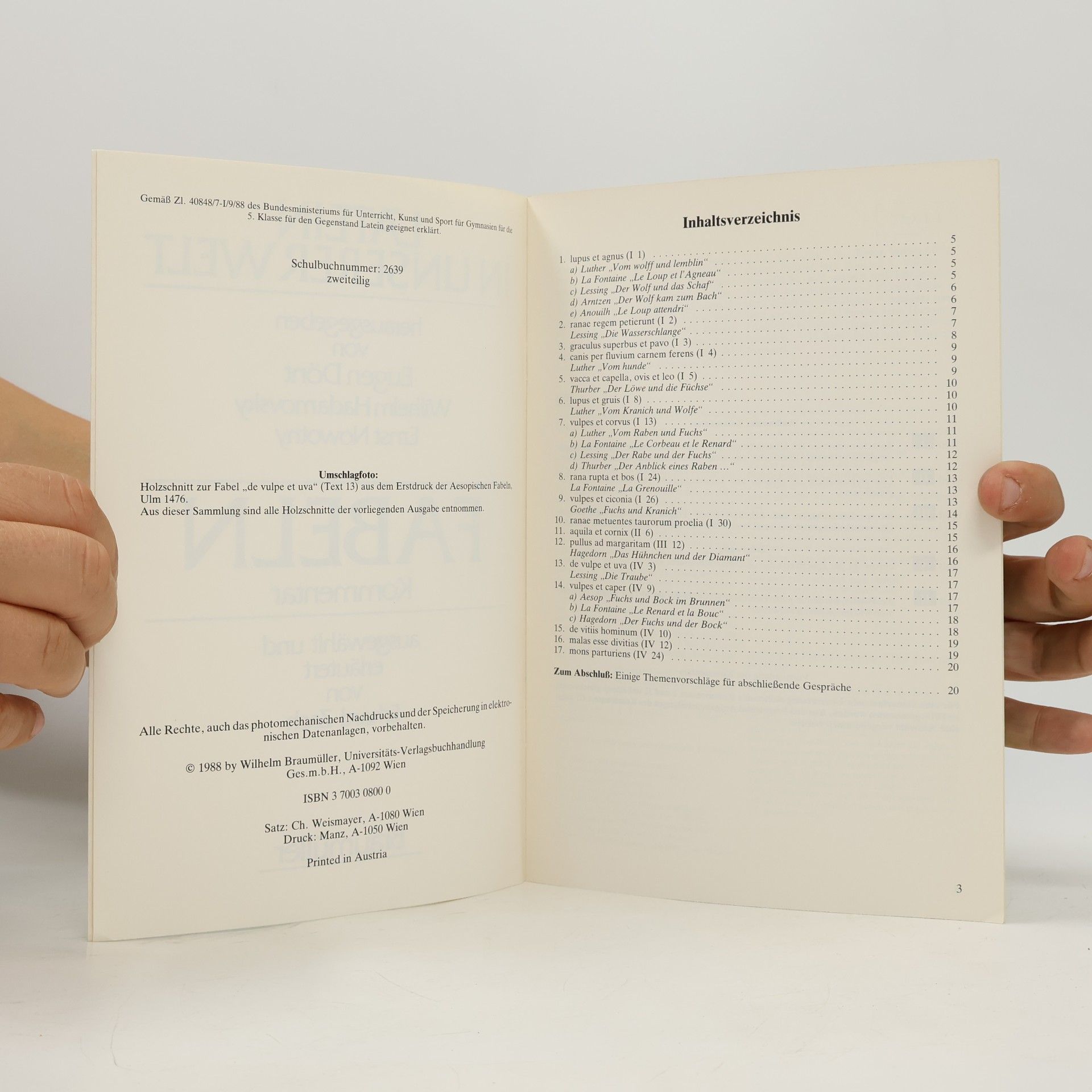Erhard Zach Latein in unserer Welt, Fabeln, Texte, Römische Dichtung III