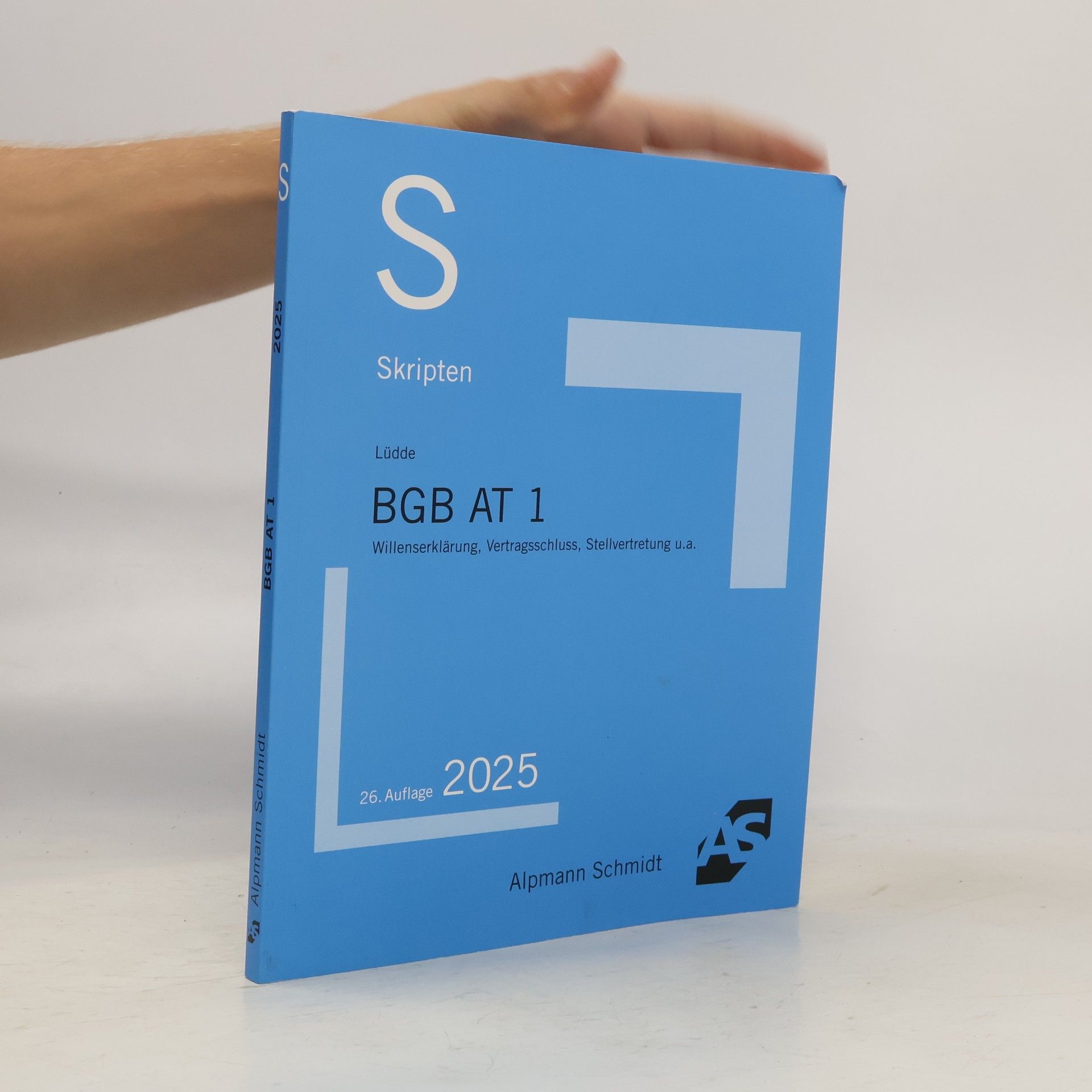 Jan Stefan Lüdde Skript BGB AT 1: Willenserklärung, Vertragsschluss, Stellvertretung u.a. (Skripten Zivilrecht)