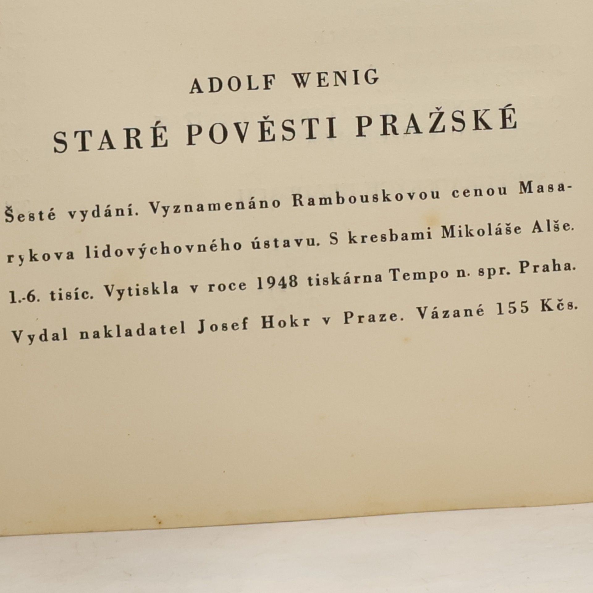 Adolf Wenig Staré pověsti pražské