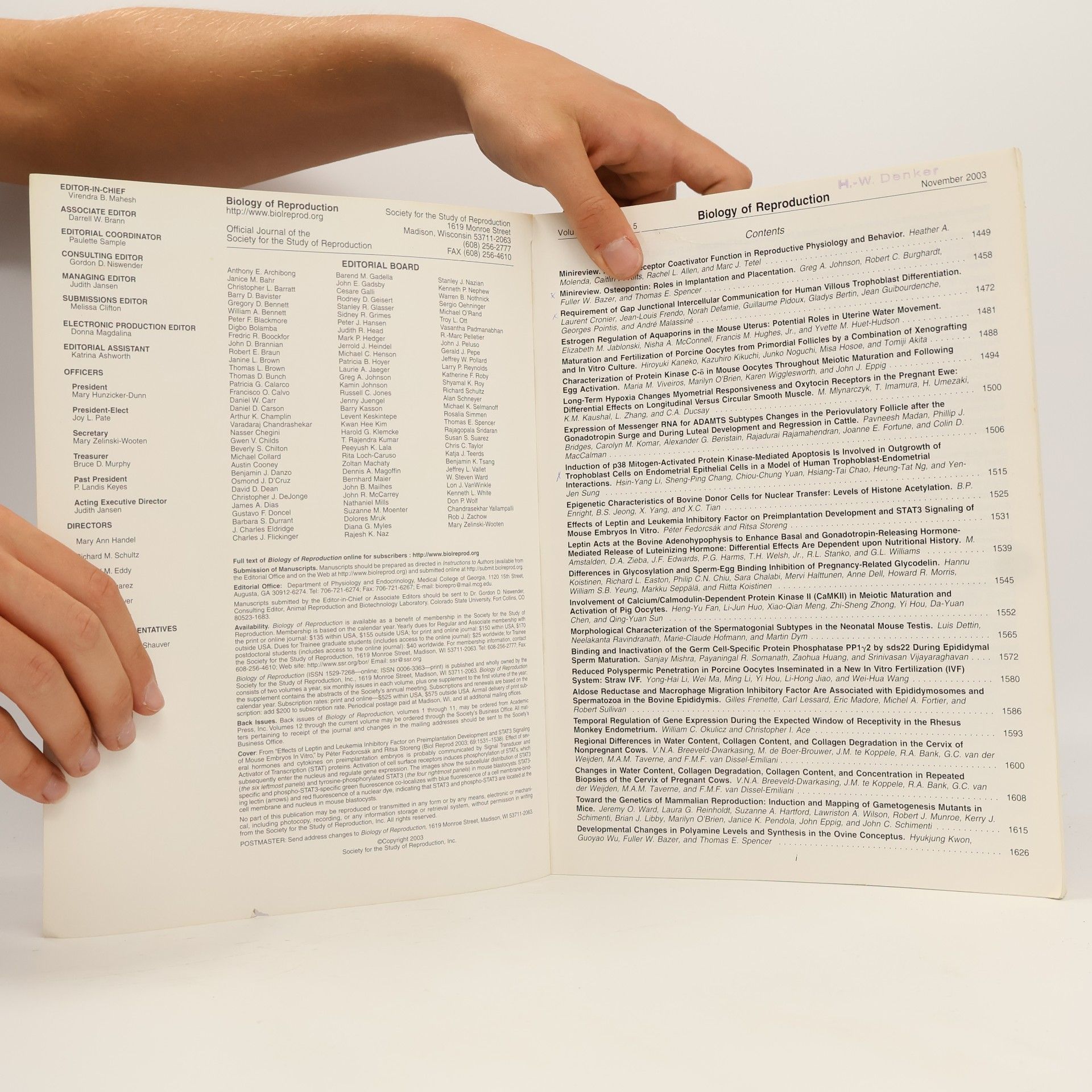 Various authors Biology of Reproduction. Vol. 69. No. 5