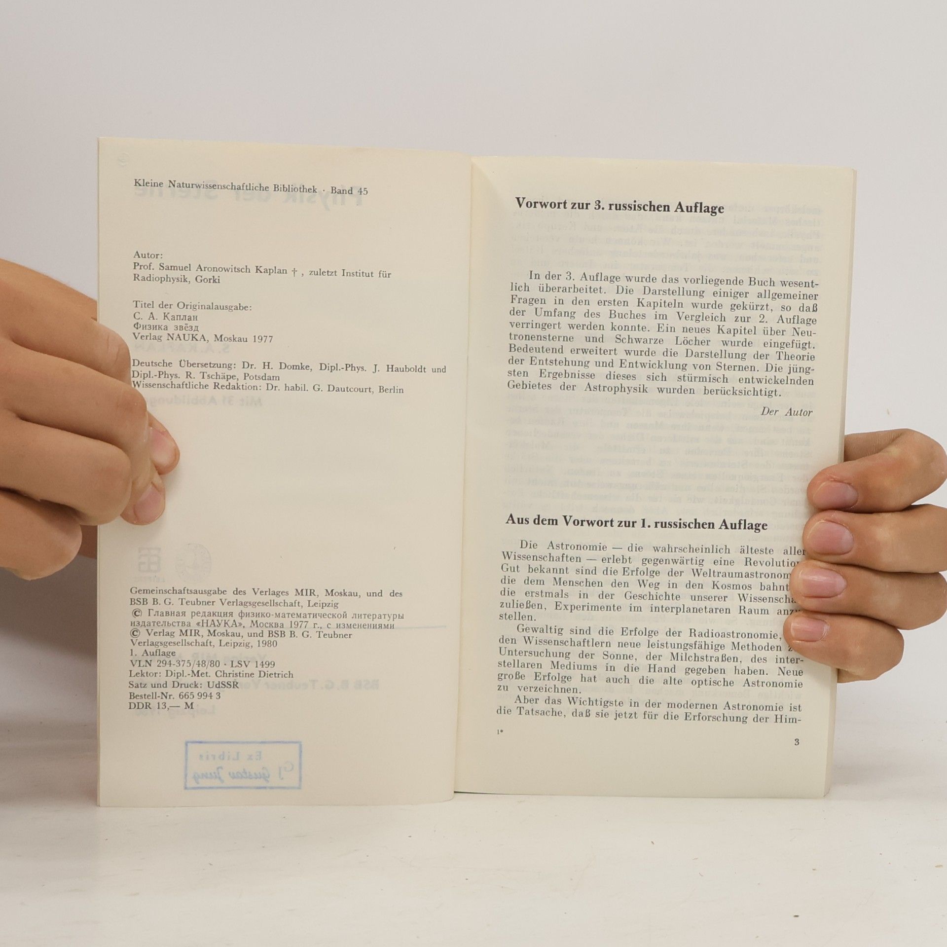 S. A. Kaplan Physik der Sterne