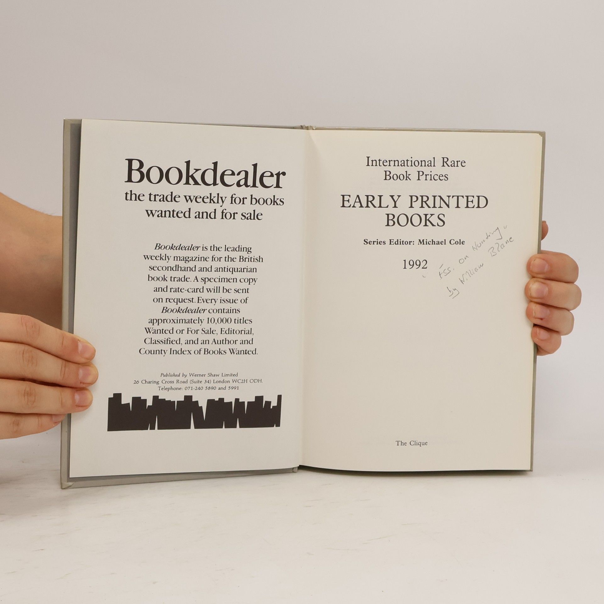 Michael Cole International Rare Book Prices - 1992: Early Printed Books