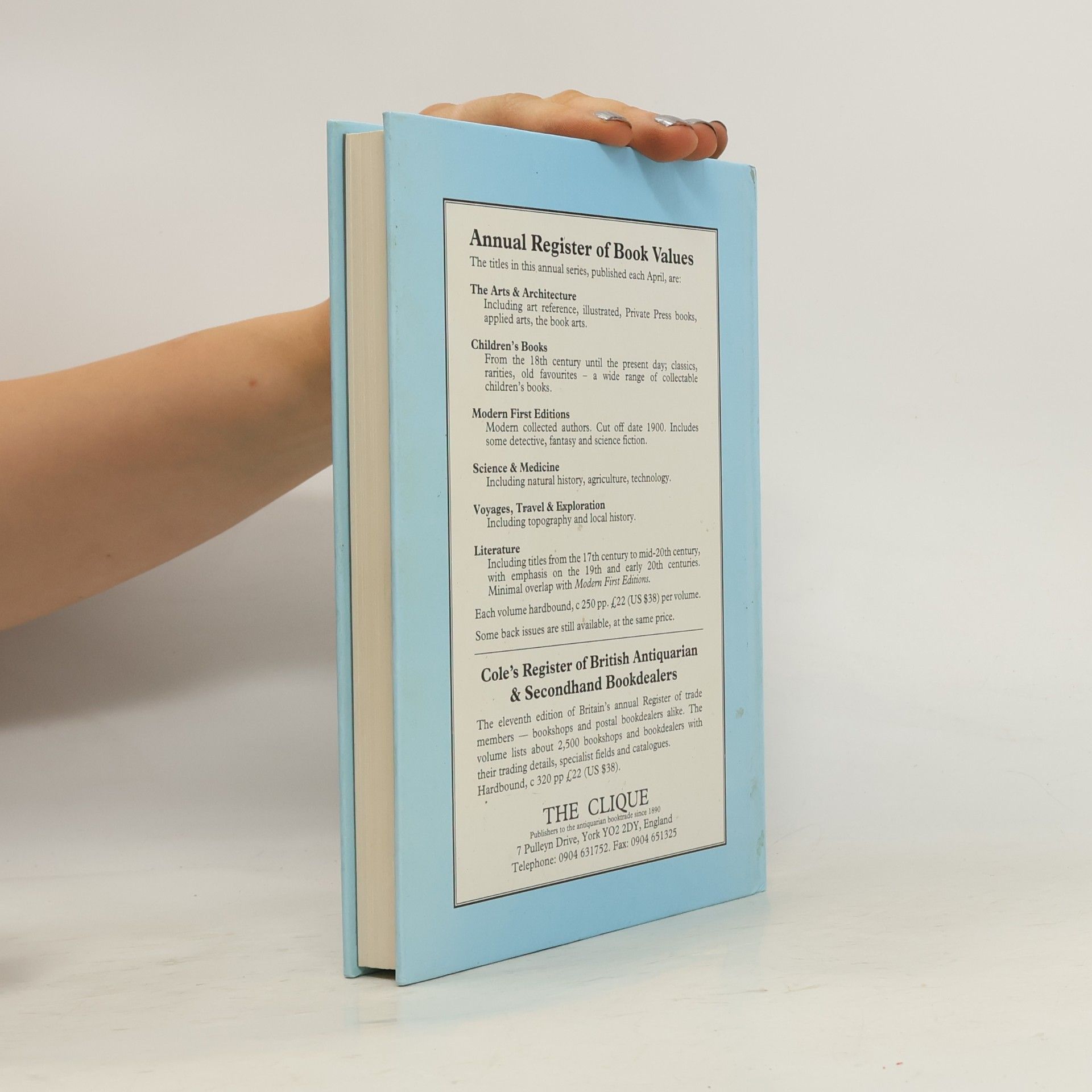 Michael Cole Literature Annual Register of Book