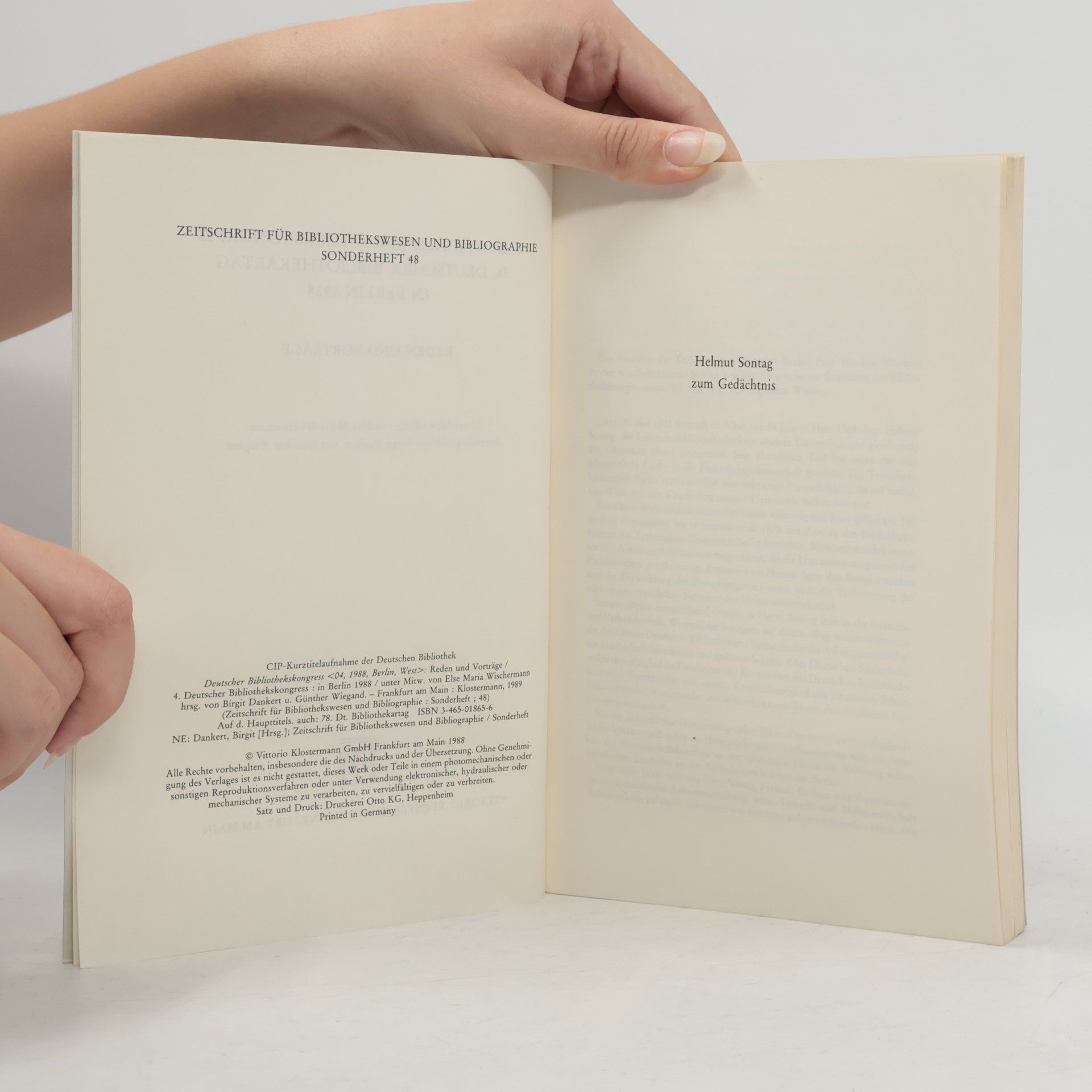 Deutscher Bibliothekskongress Zeitschrift für Bibliothekswesen und Bibliographie - 48: 4. Deutscher Bibliothekskongreß, 78. Deutscher Bibliothekartag in Berlin 1988