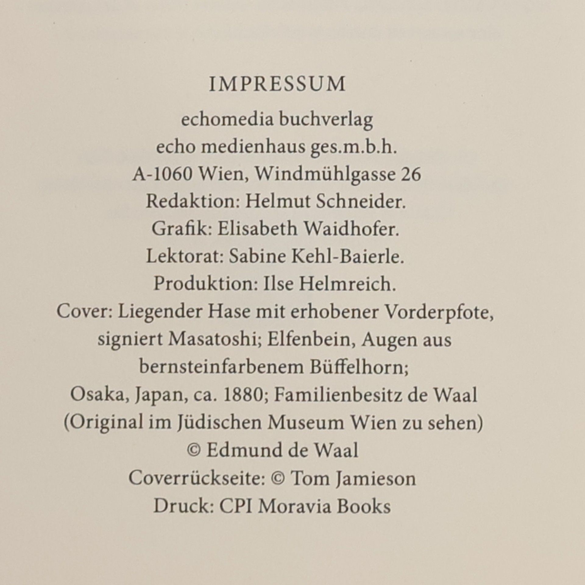 Edmund de Waal Der Hase mit den Bernsteinaugen