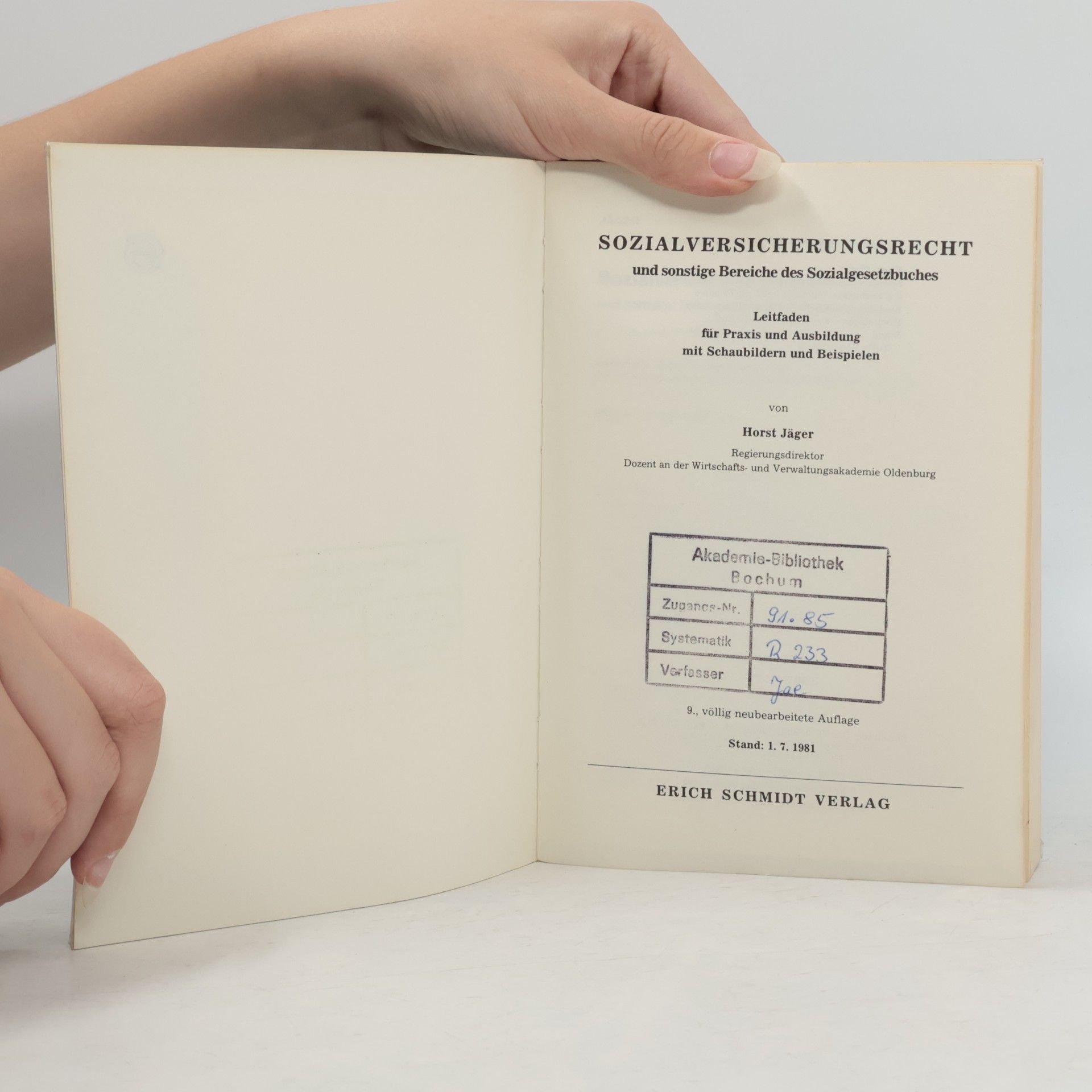 Horst Jäger Sozialversicherungsrecht und sonstige Bereiche des Sozialgesetzbuches