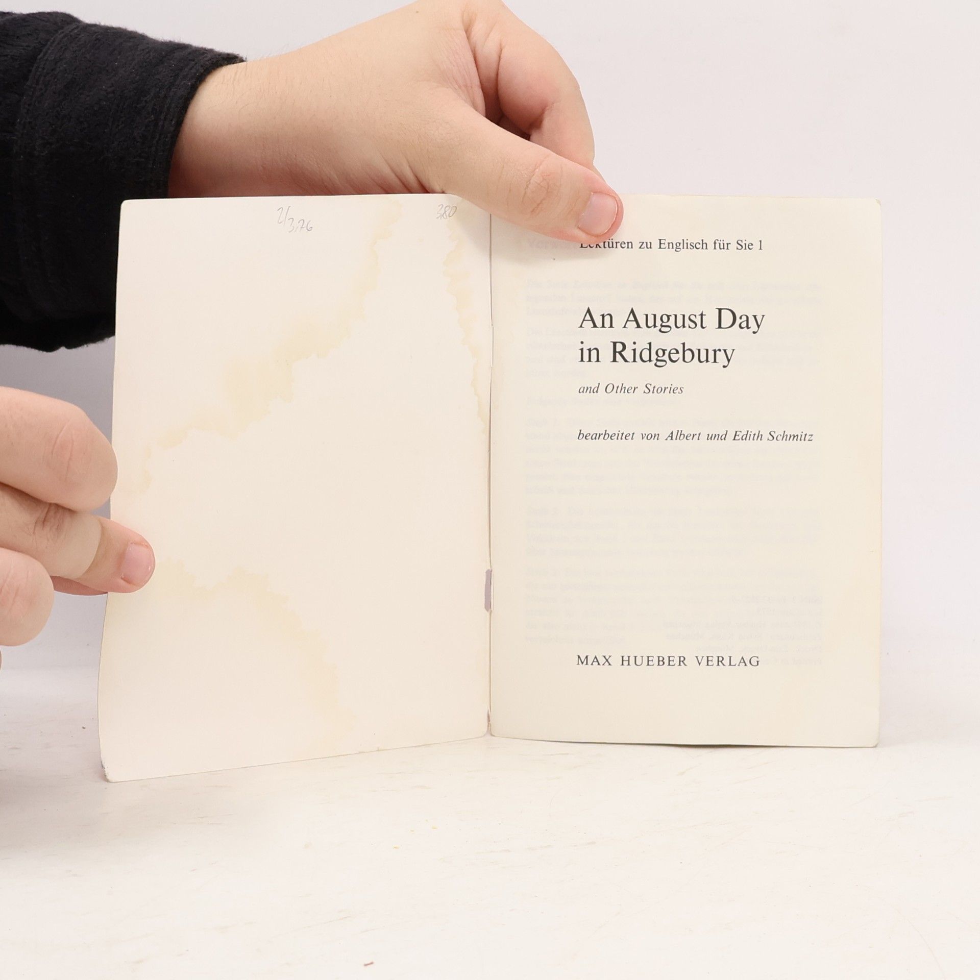 Albert Schmitz August Day in Ridgebury and Other Stories