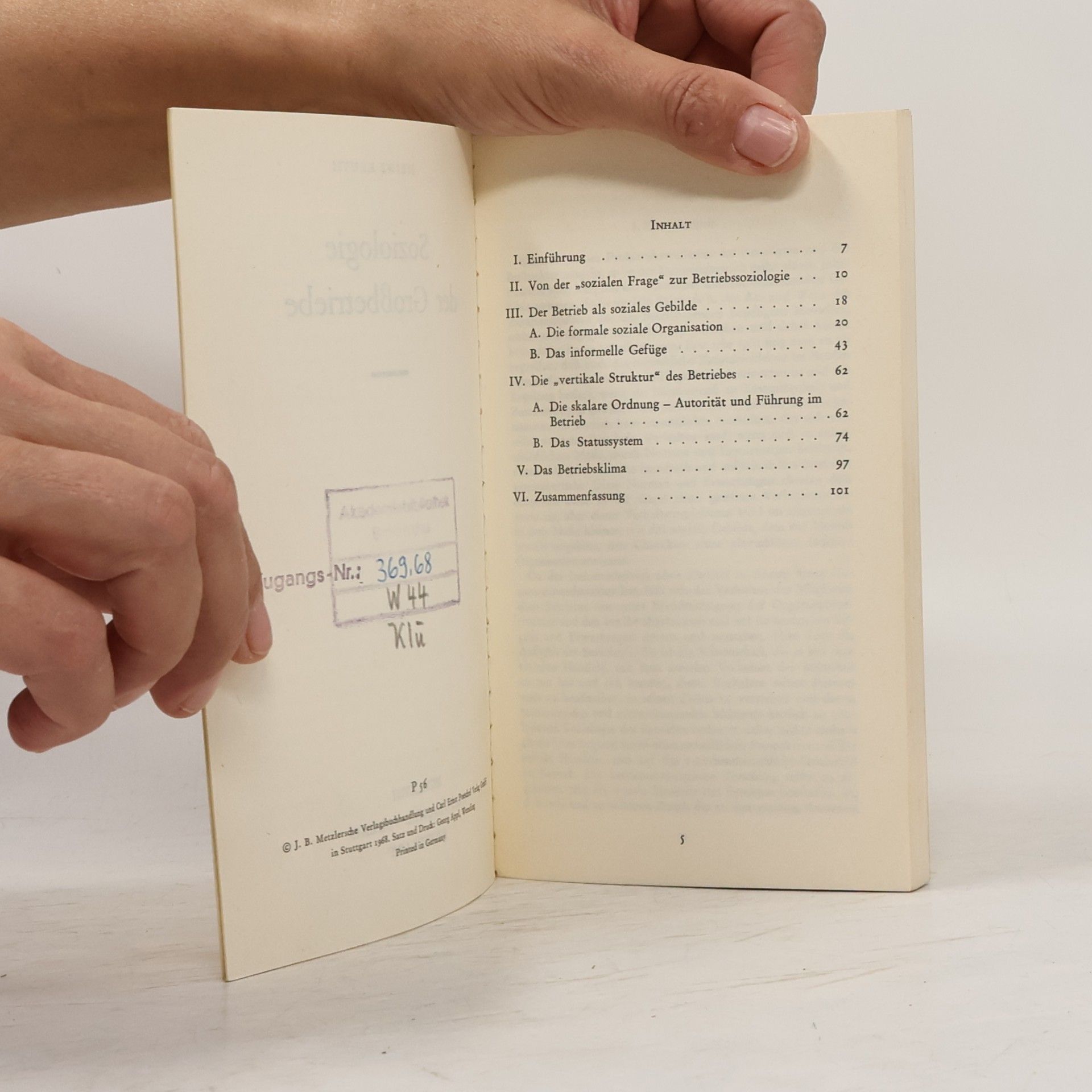 Heinz Kluth Soziologie der Großbetriebe