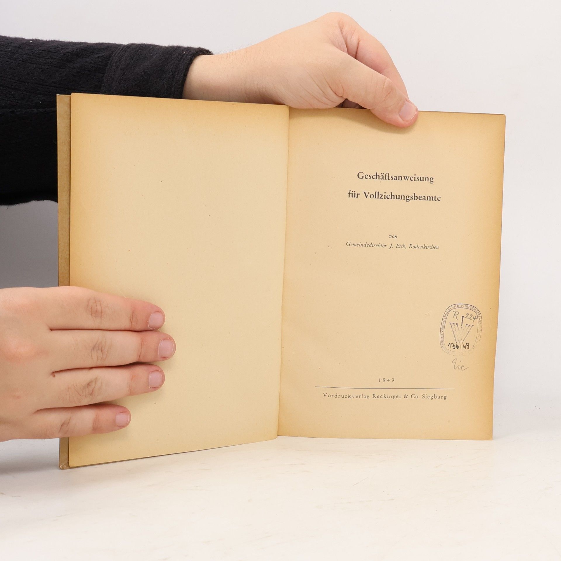 J. Eich Geschäftsanweisung für Vollziehungsbeamte
