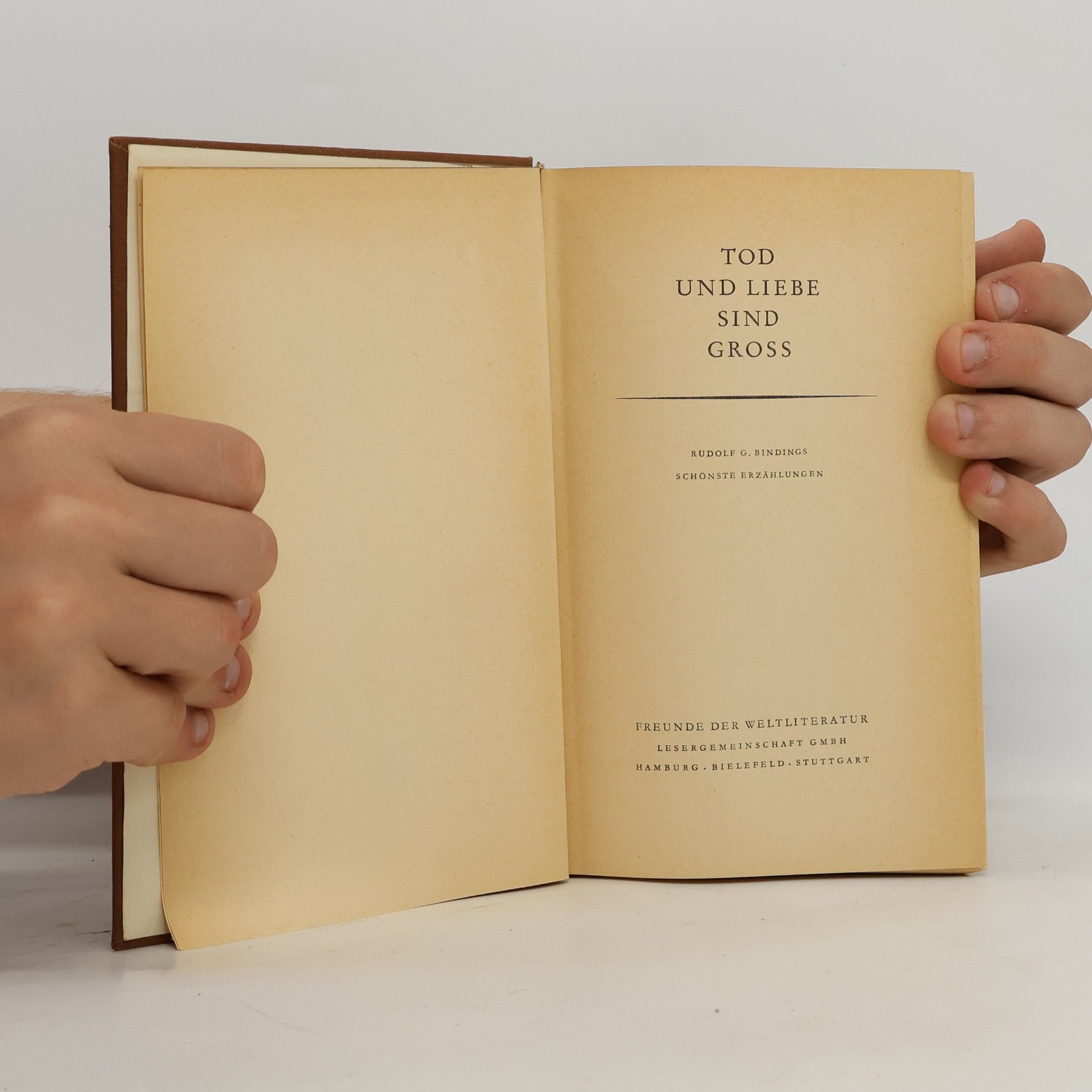 Rudolf G. Binding Tod und Liebe sind Gross