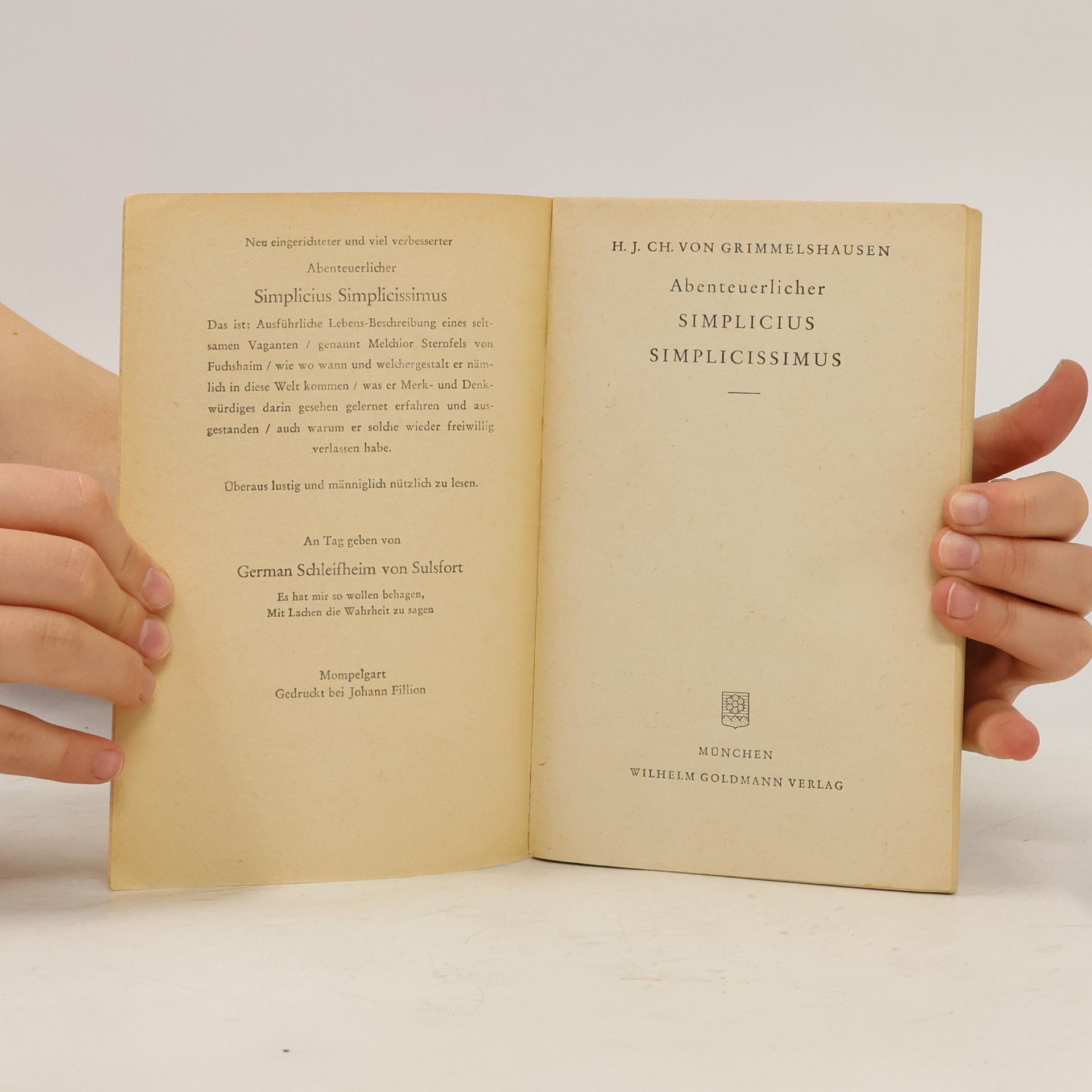 Hans Jakob Christoffel von Grimmelshausen Simplicius Simplicissimus