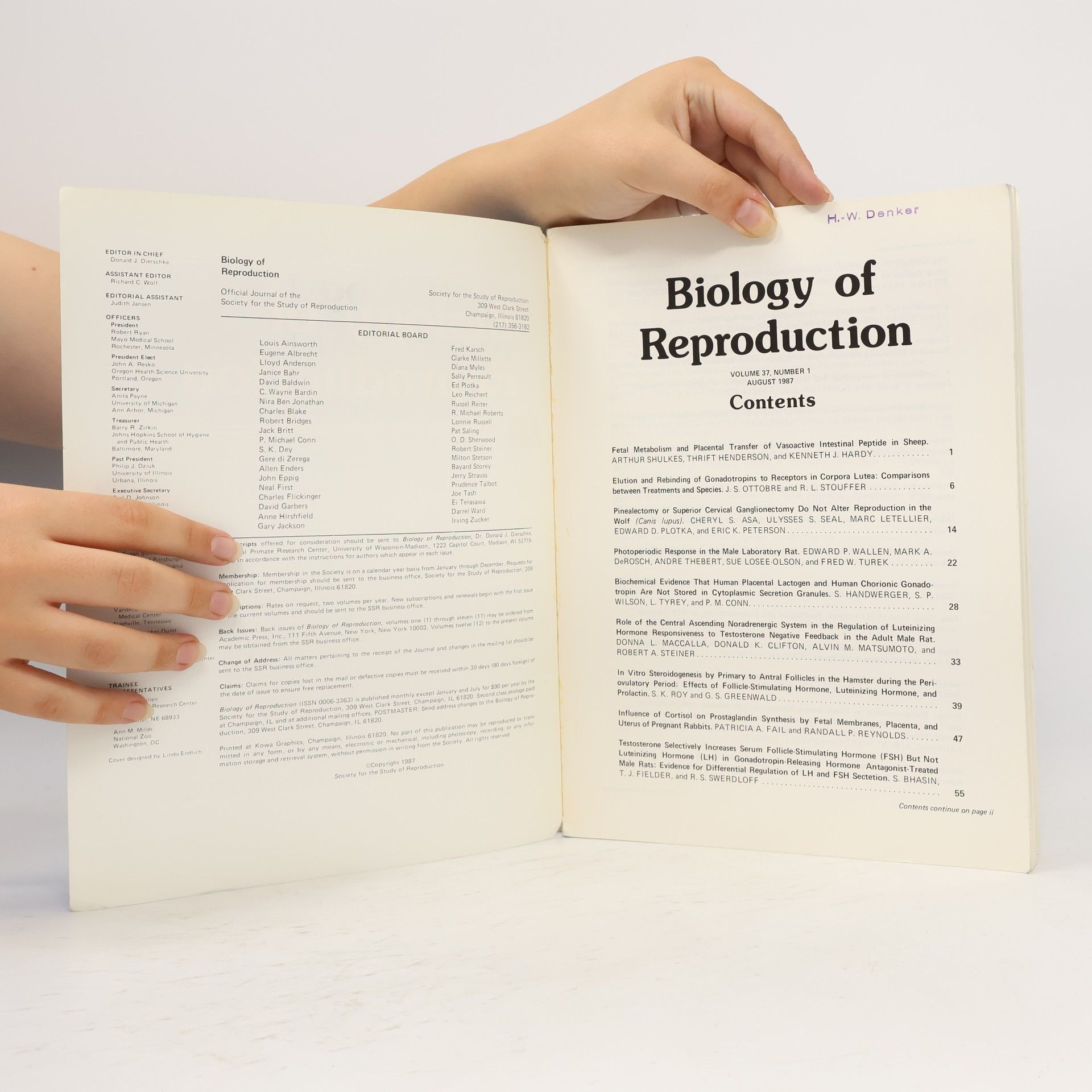 Autores varios Biology of Reproduction 37/1987. Number 1