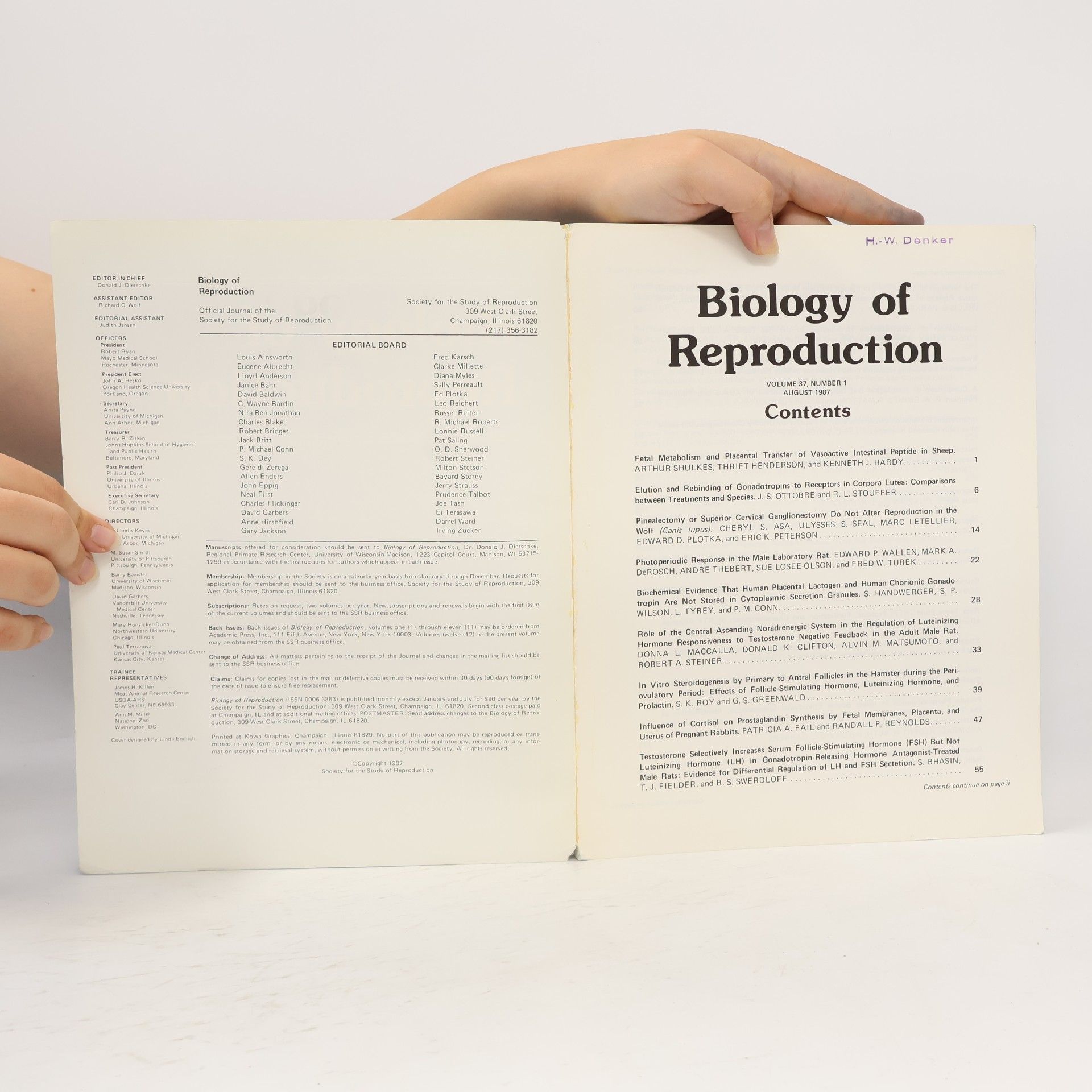 Autores varios Biology of Reproduction 37/1987. Number 1