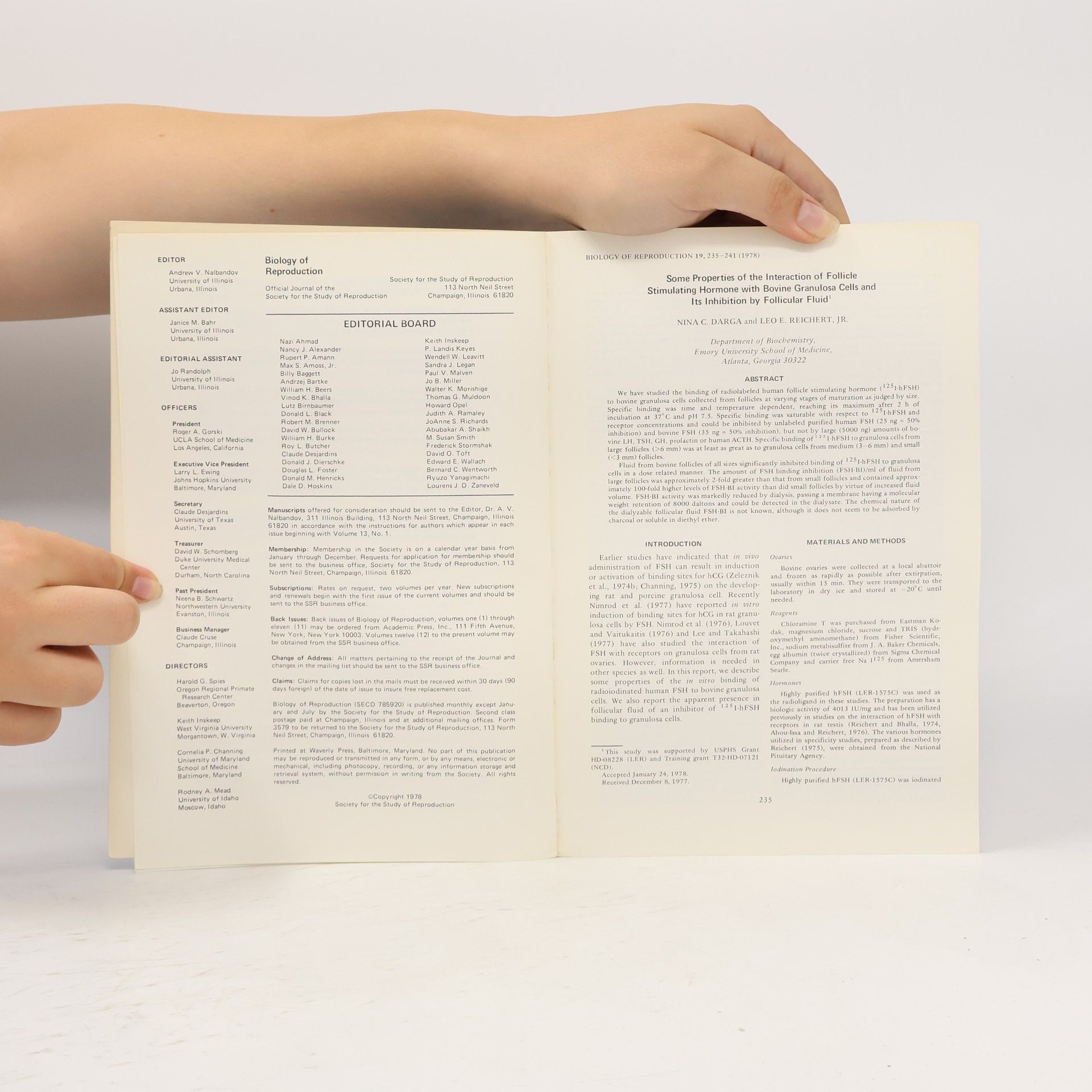 Autores varios Biology of Reproduction 9/1978. Volume 19. Number 19