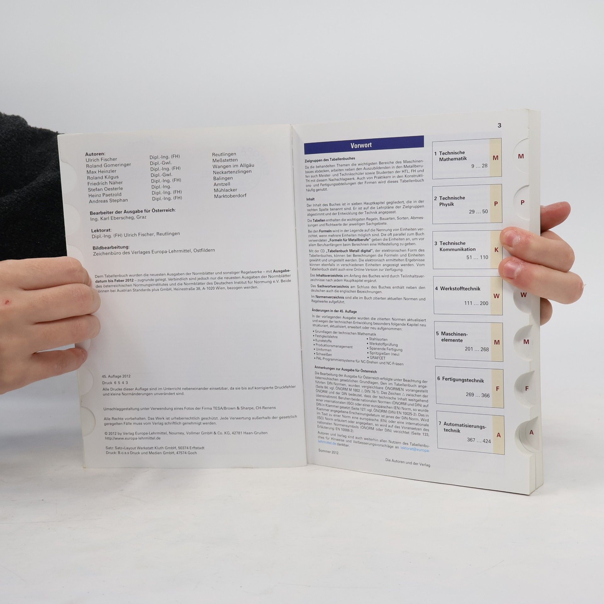 Autores varios Tabellenbuch Metall
