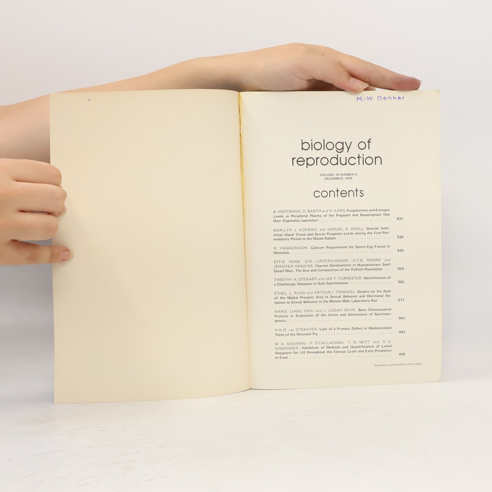 Autores varios Biology of Reproduction 12/1978. Volume 19. Number 5