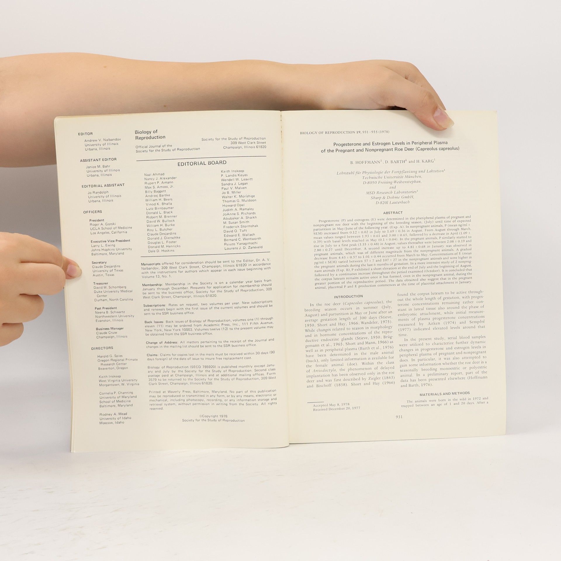 Autores varios Biology of Reproduction 12/1978. Volume 19. Number 5