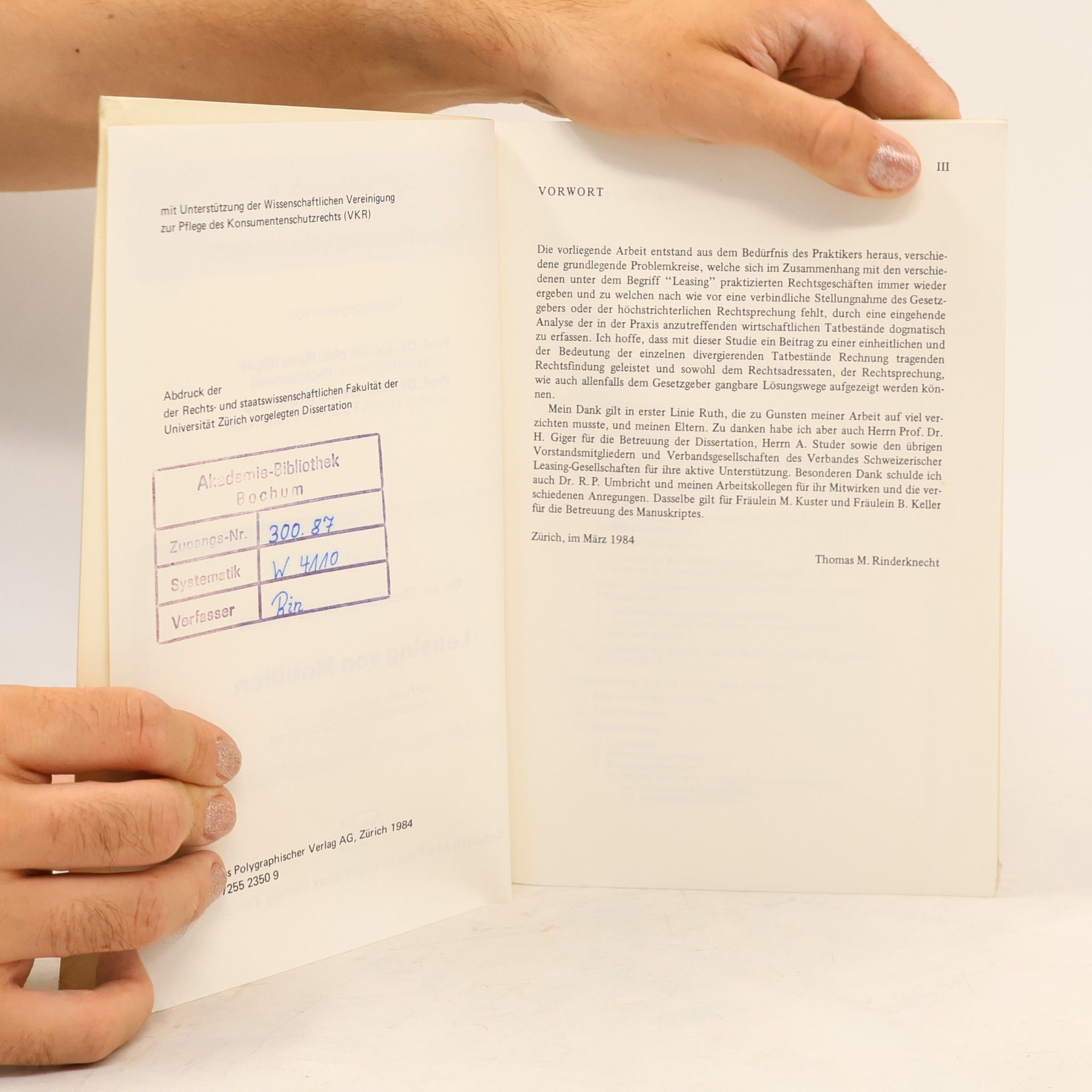 Thomas M. Rinderknecht Schriftenreihe zum Konsumentenschutzrecht - 15: Leasing von Mobilien