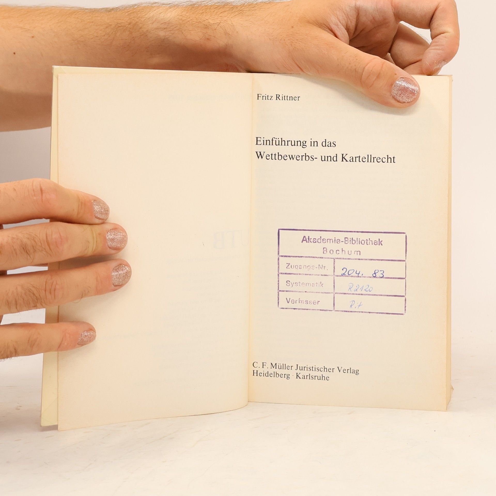 Fritz Rittner Einführung in das Wettbewerbs- und Kartellrecht