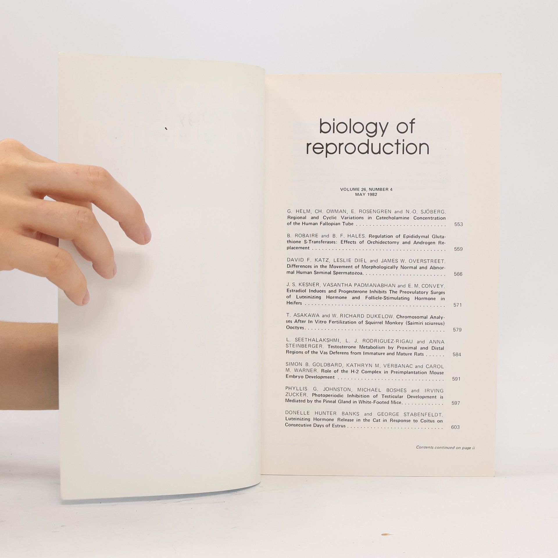 Autores varios Biology of Reproduction 26/1982. Number 4