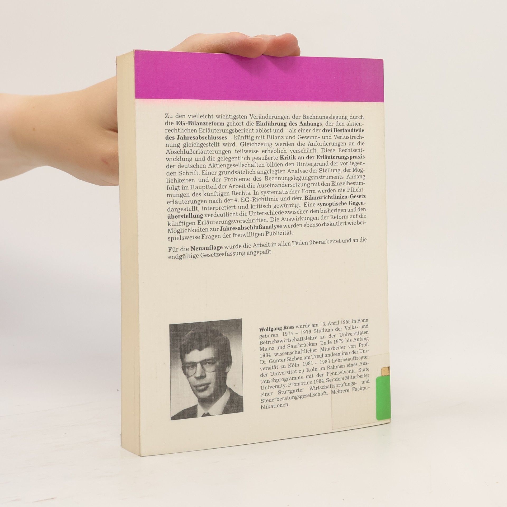 Wolfgang Russ Der Anhang als dritter Teil des Jahresabschlusses - 2., überarbeitete Auflage 1986 - auf der Grundlage des Bilanzrichtlinien-Gesetzes