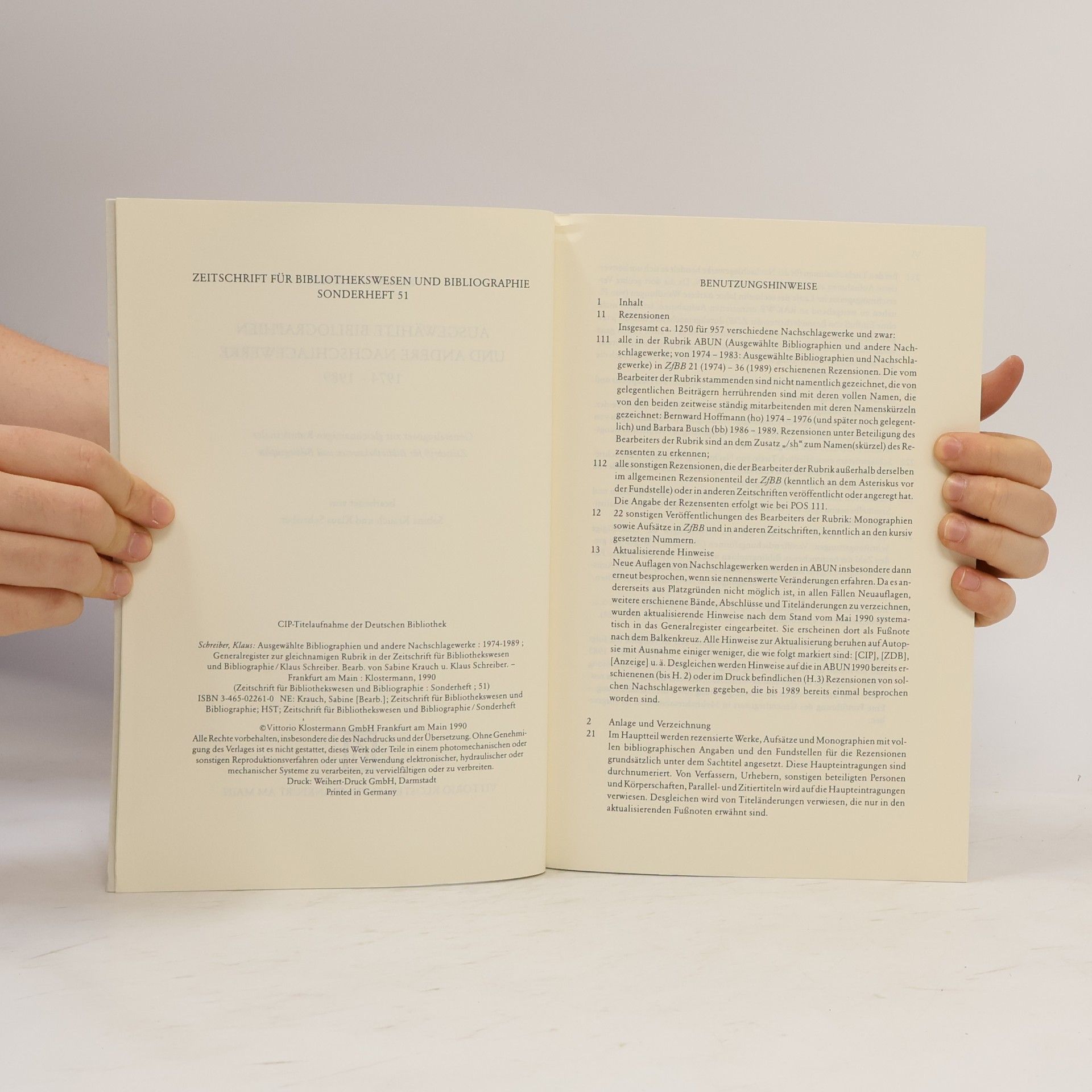Klaus Schreiber Ausgewählte Bibliographien und andere Nachschlagewerke 1974-1989