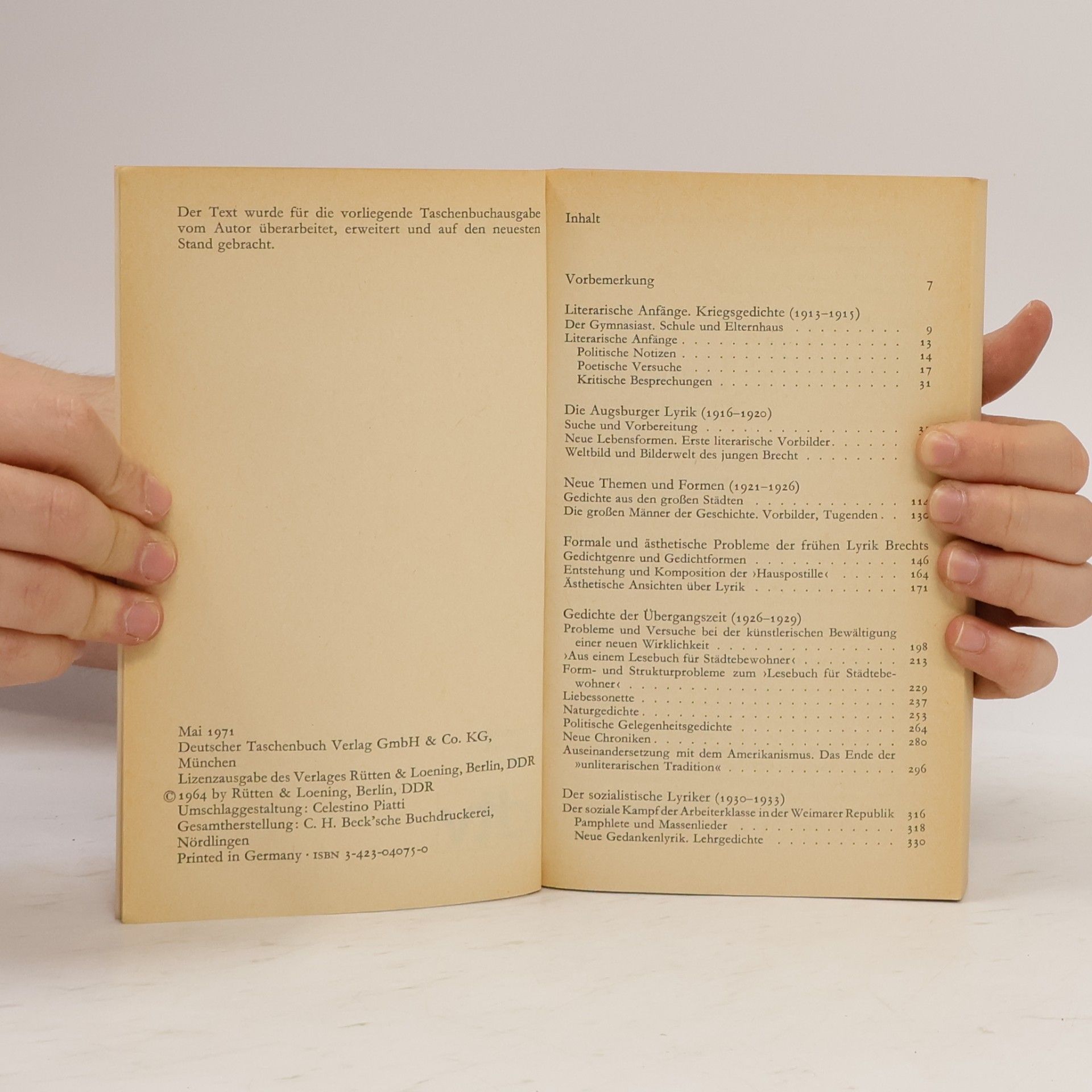 Klaus Schuhmann Wissenschaftliche Reihe - 4075: Der Lyriker Bertolt Brecht, 1913-1933
