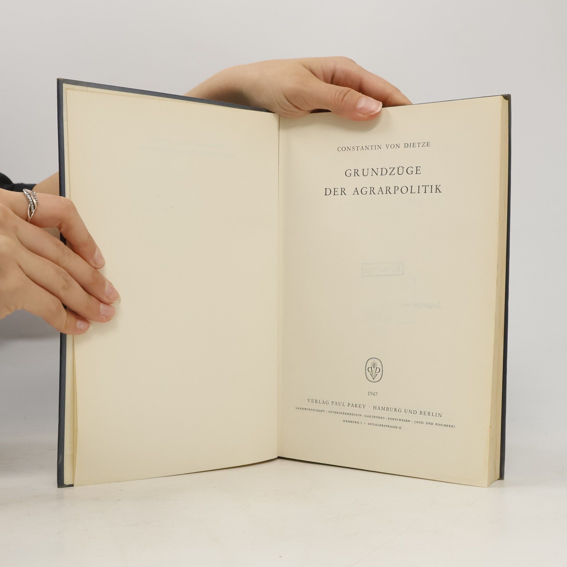 Constantin von Dietze Grundzüge der Agrarpolitik