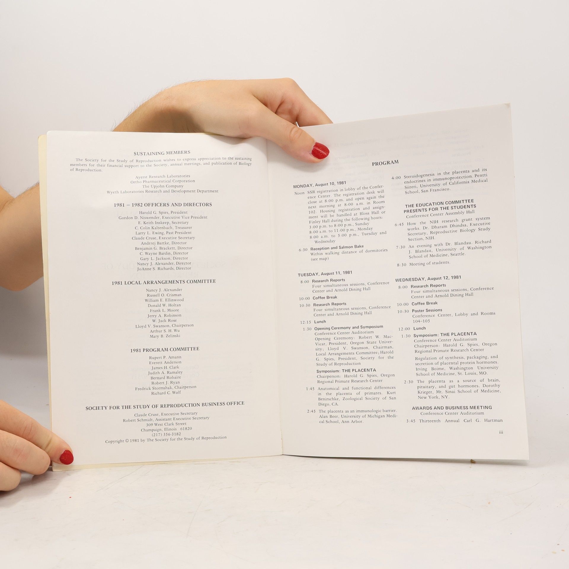 Collectif d'auteurs Society for the Study of Reproduction 24/1981