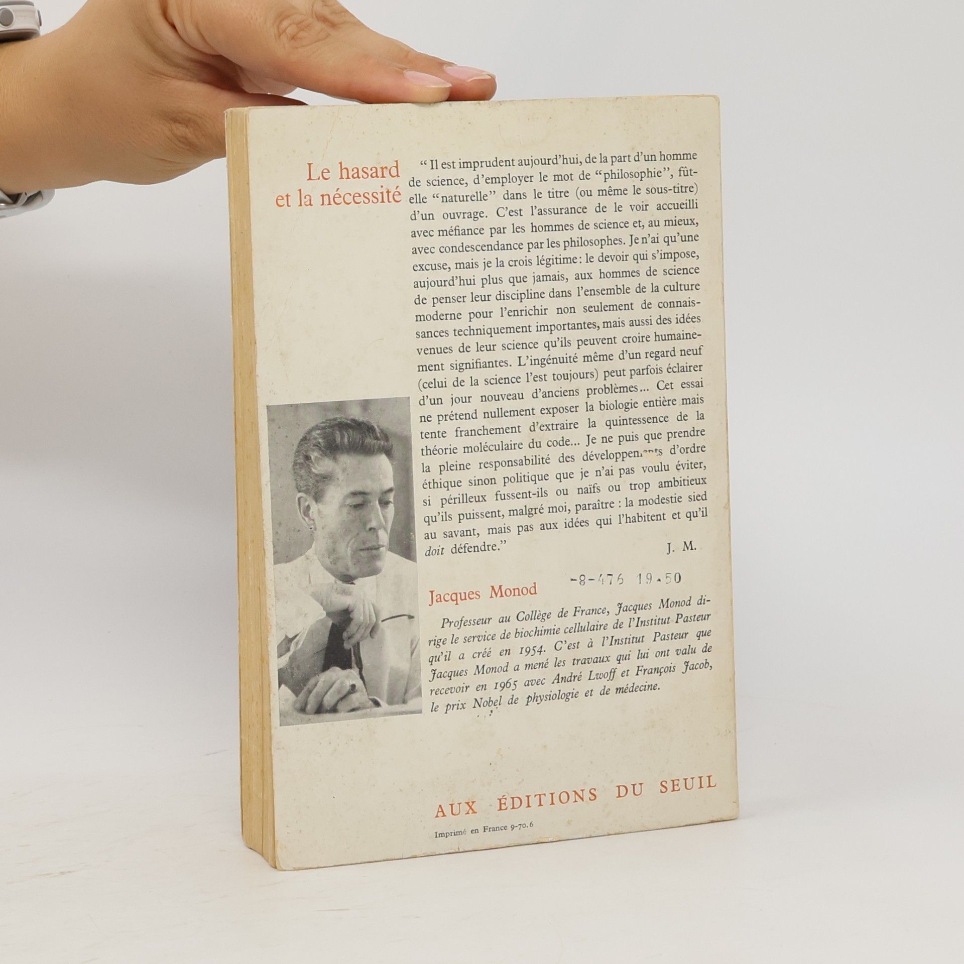Jacques Monod La hasard et la nécessité