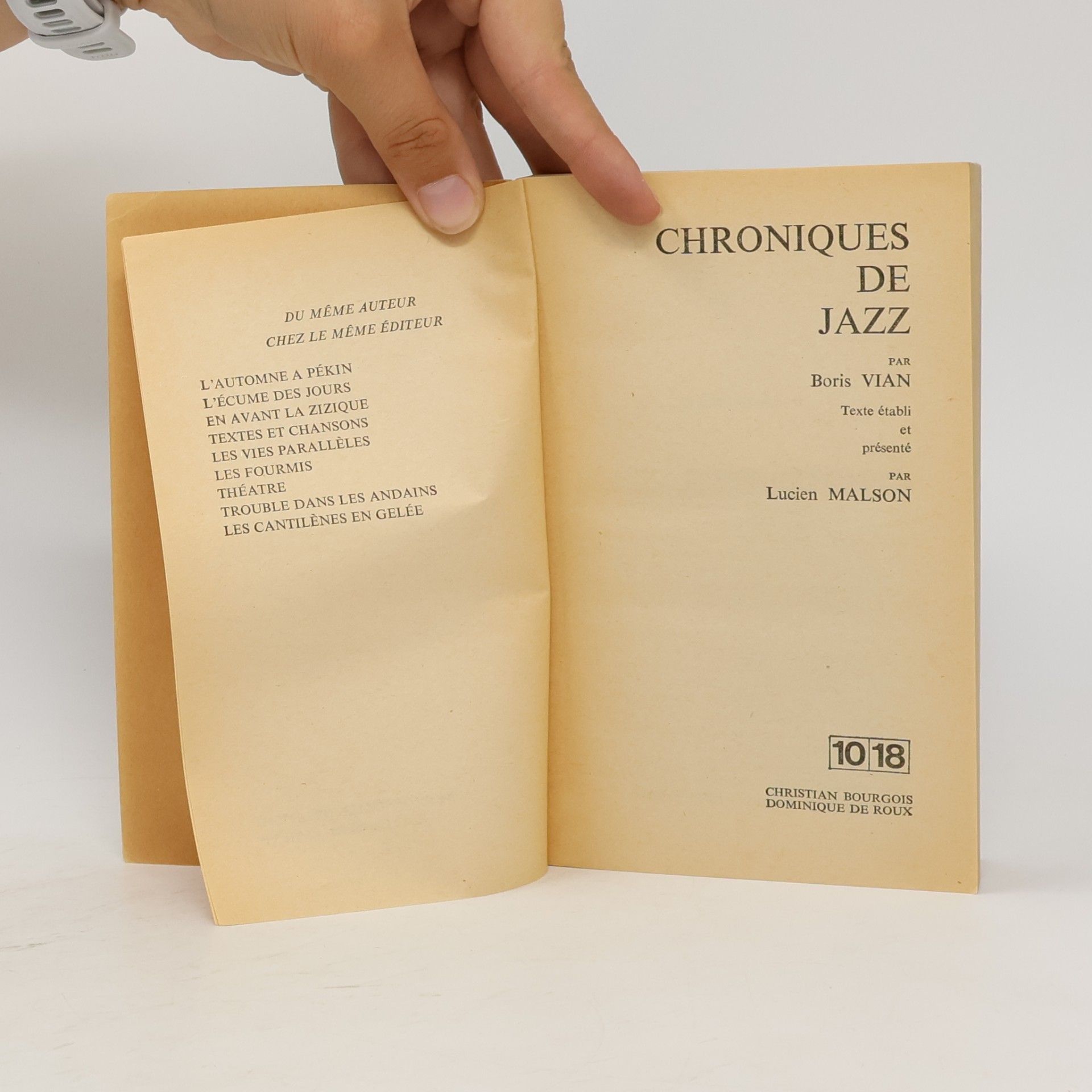 Boris Vian Chroniques de jazz