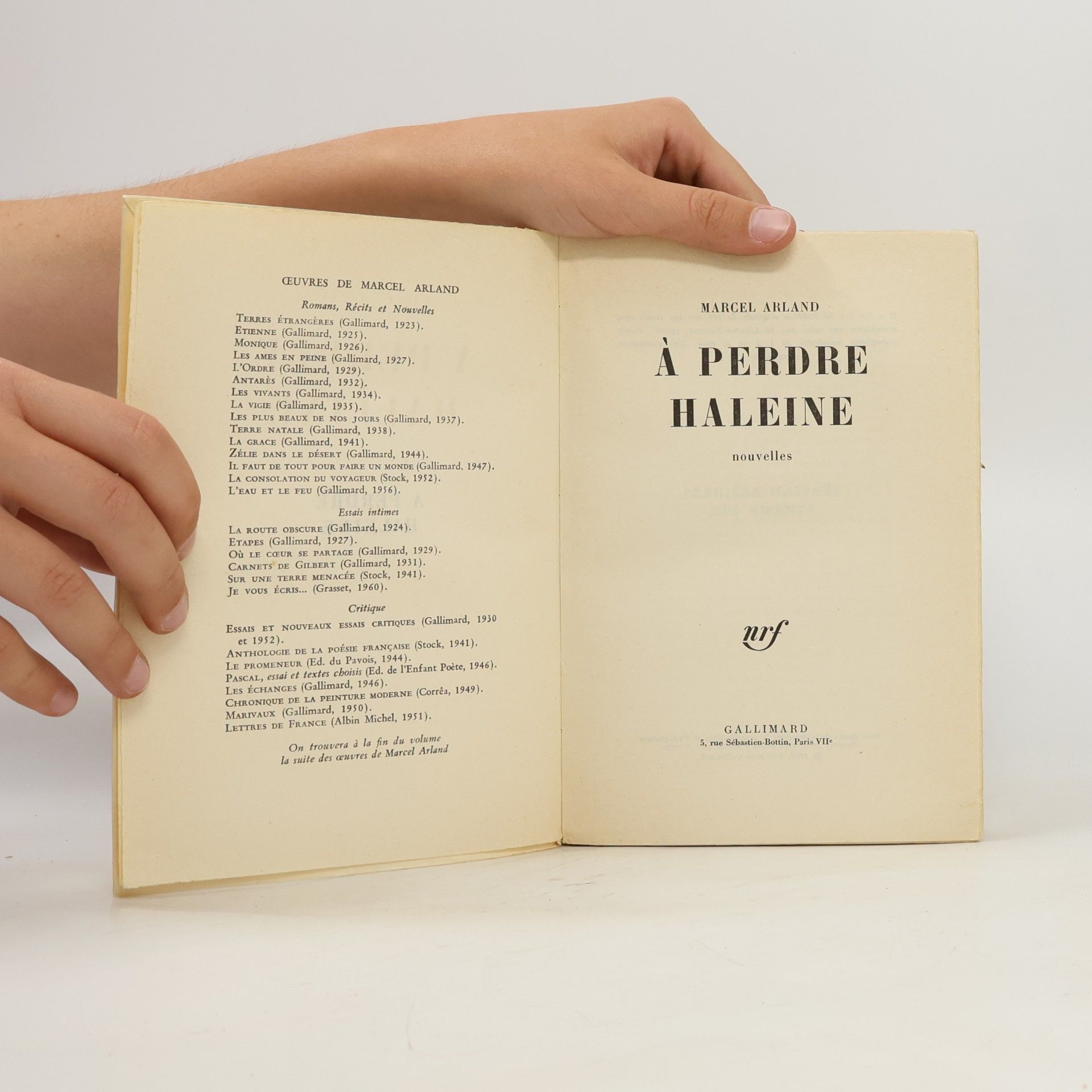 Marcel Arland À perdre haleine