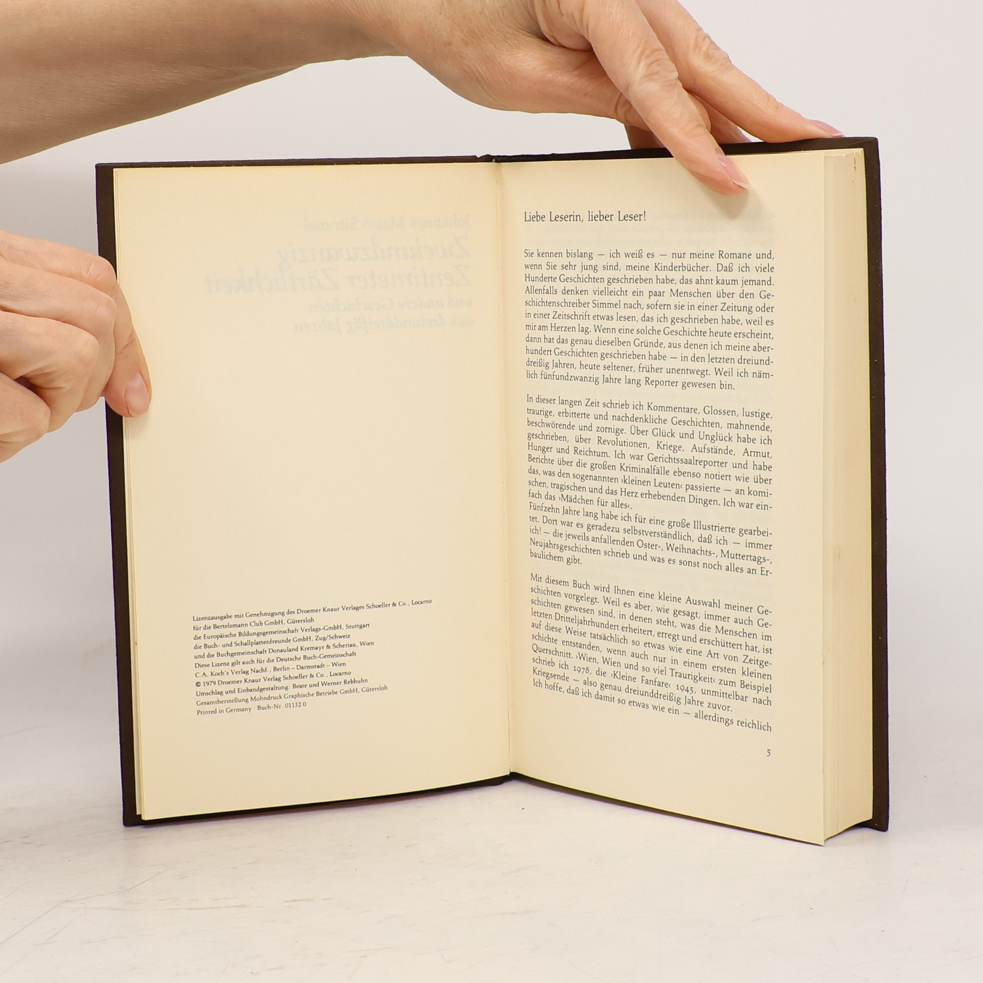 Johannes Mario Simmel Zweiundzwanzig Zentimeter Zärtlichkeit