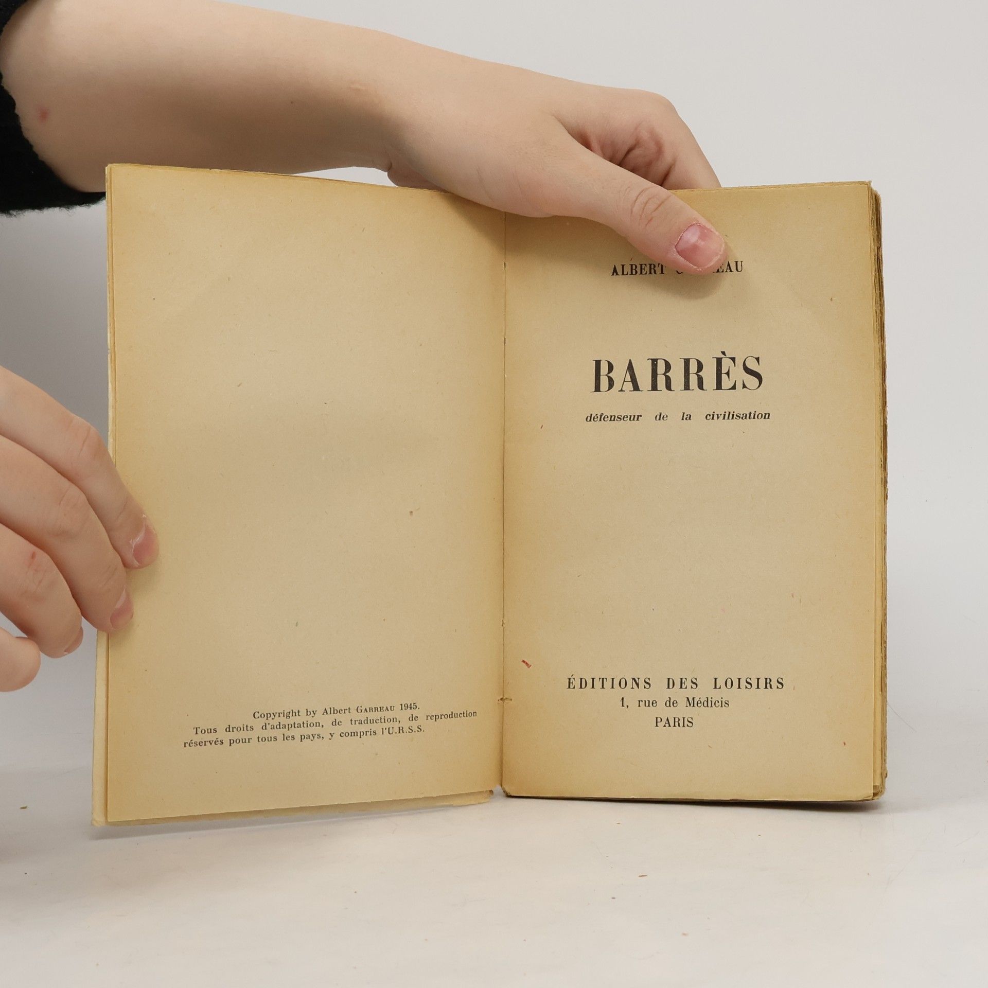 Albert Garreau Barrès. Défenseur de la civilisation