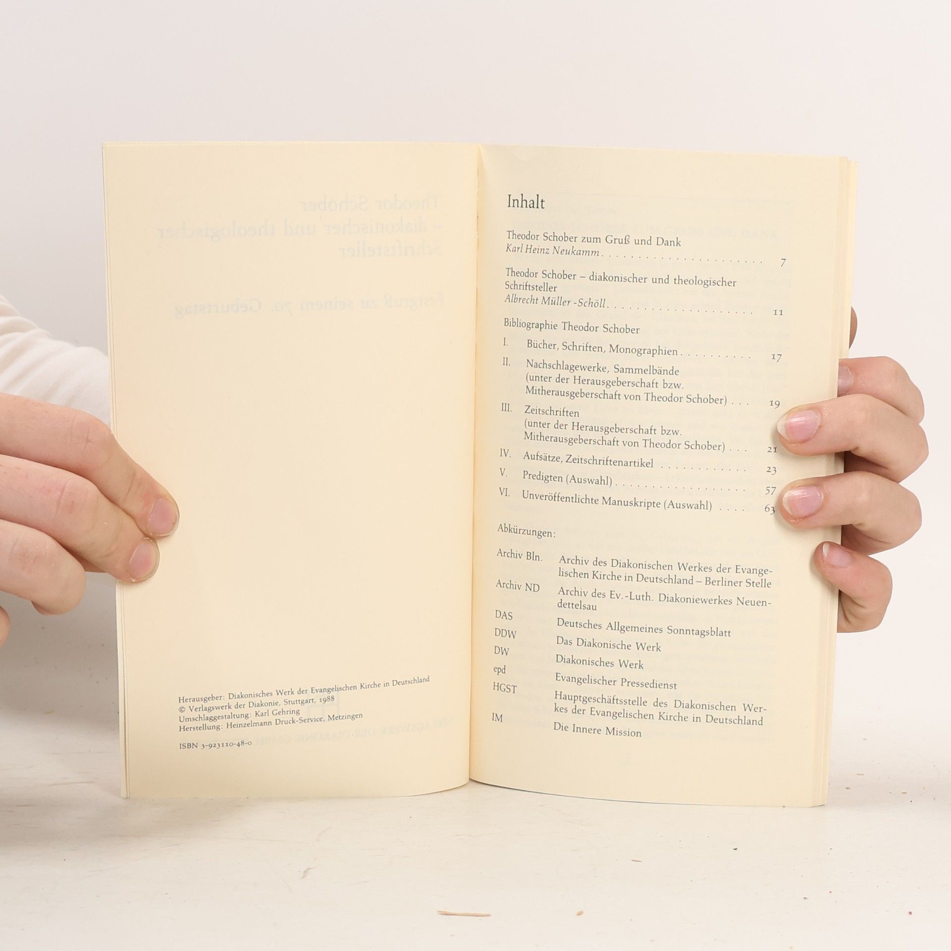 Karl Heinz Neukamm Theodor Schober - diakonischer und theologischer Schriftsteller. Festgruß zu seinem 70. Geburtstag