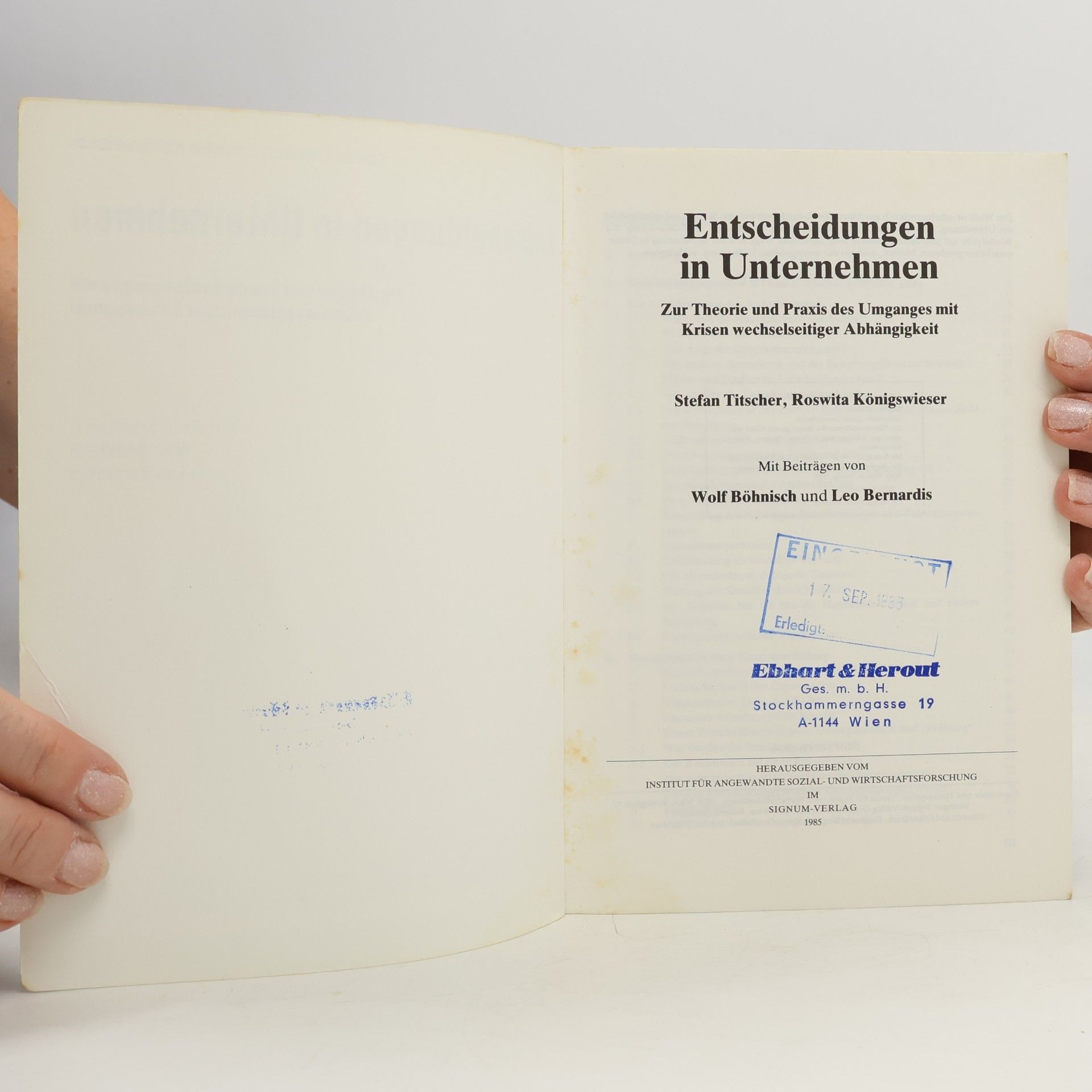 Stefan Titscher Entscheidungen in Unternehmen