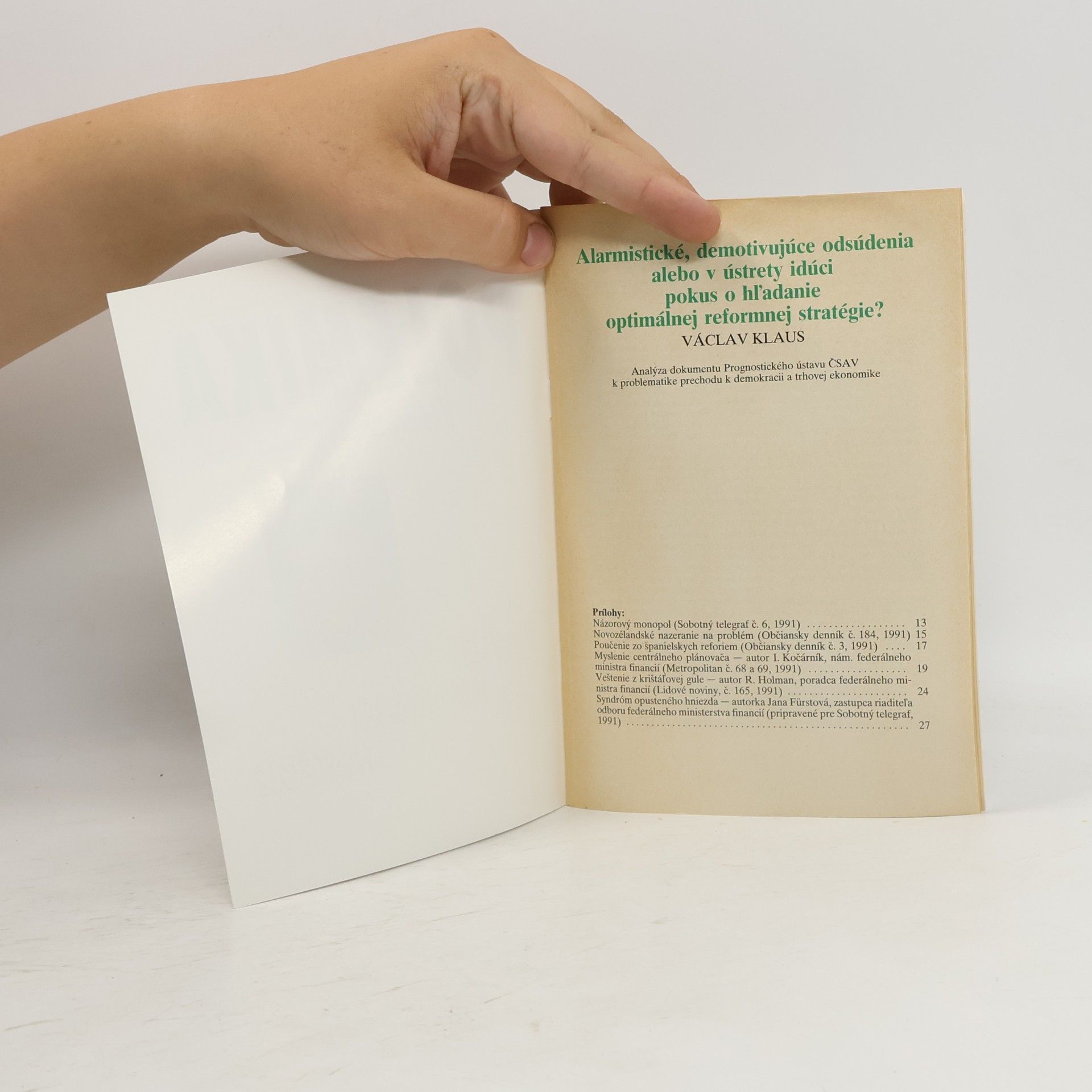 Various authors Polemika Václava Klause vo veci reformnej stratégie
