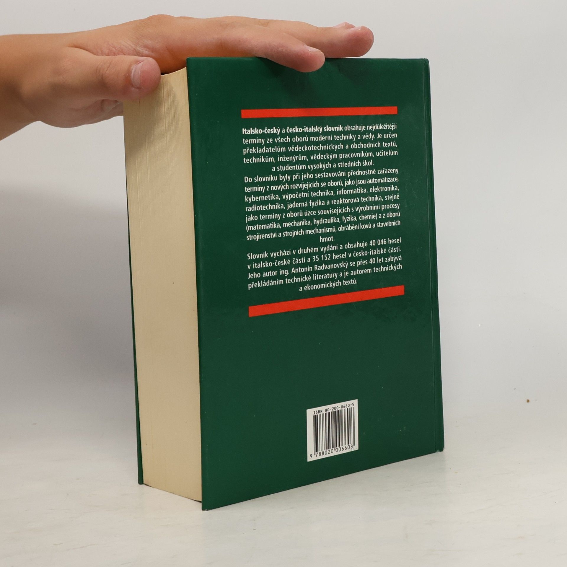 Antonín Radvanovský Italsko-český a česko-italský technický slovník. Dizionario tecnico italiano-ceco e ceco-italiano